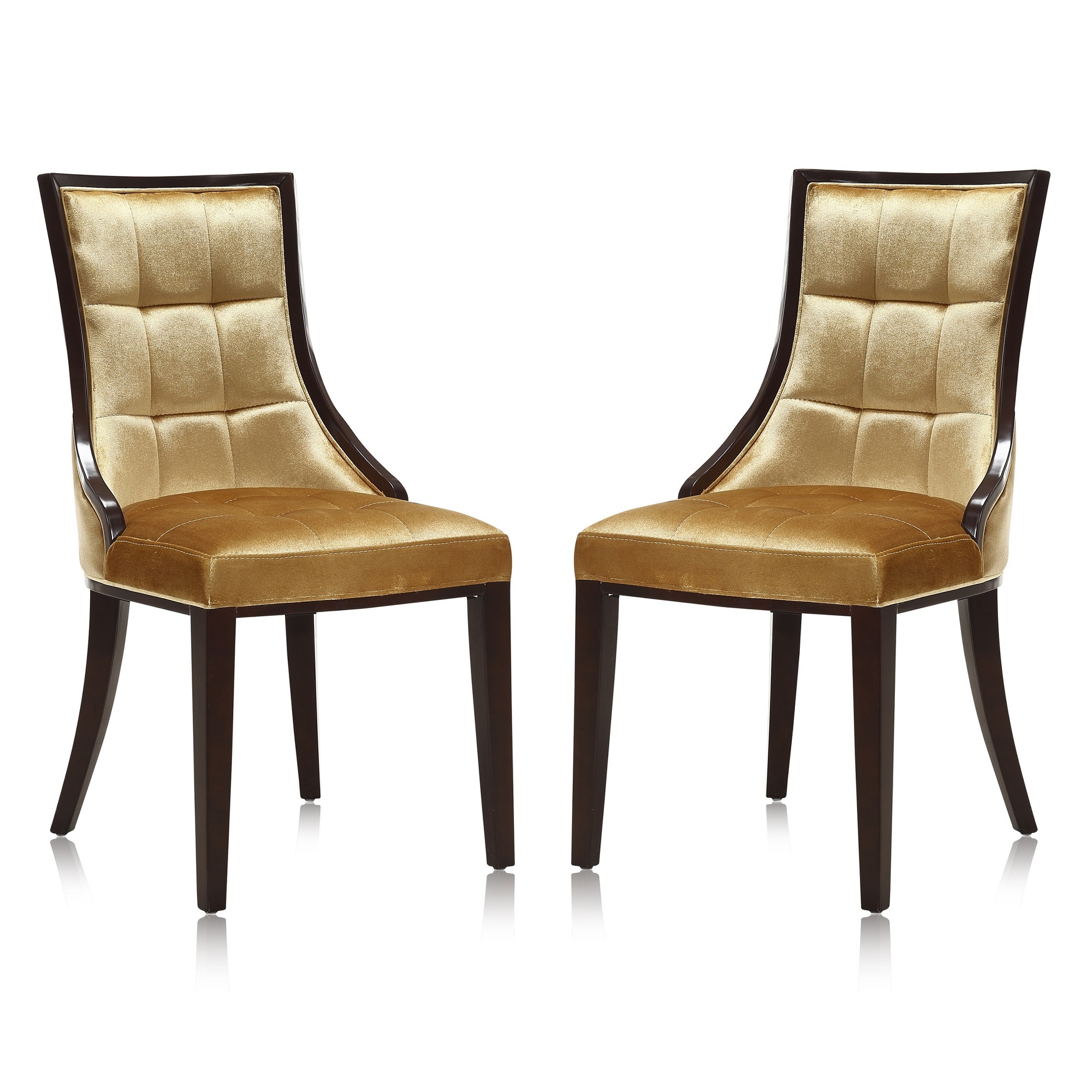 Manhattan Comfort, Fifth Avenue Antique Gold Velvet Chair Set of Two, Primary Color Gold, Included (qty.) 2 Model DC008