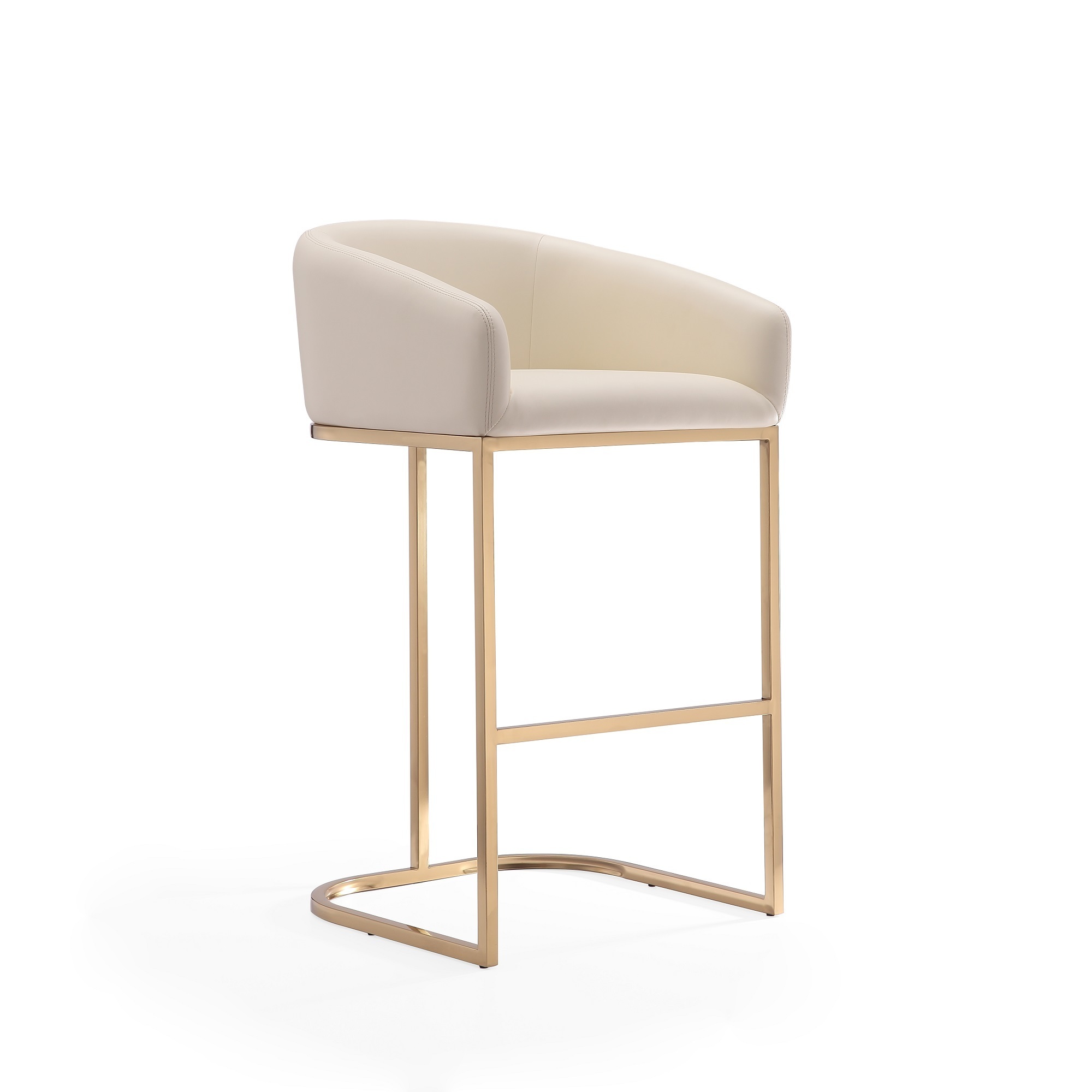 Manhattan Comfort, Louvre 40Inch Cream Gold Stainless Steel Stool, Primary Color Cream, Included (qty.) 1 Model BS016