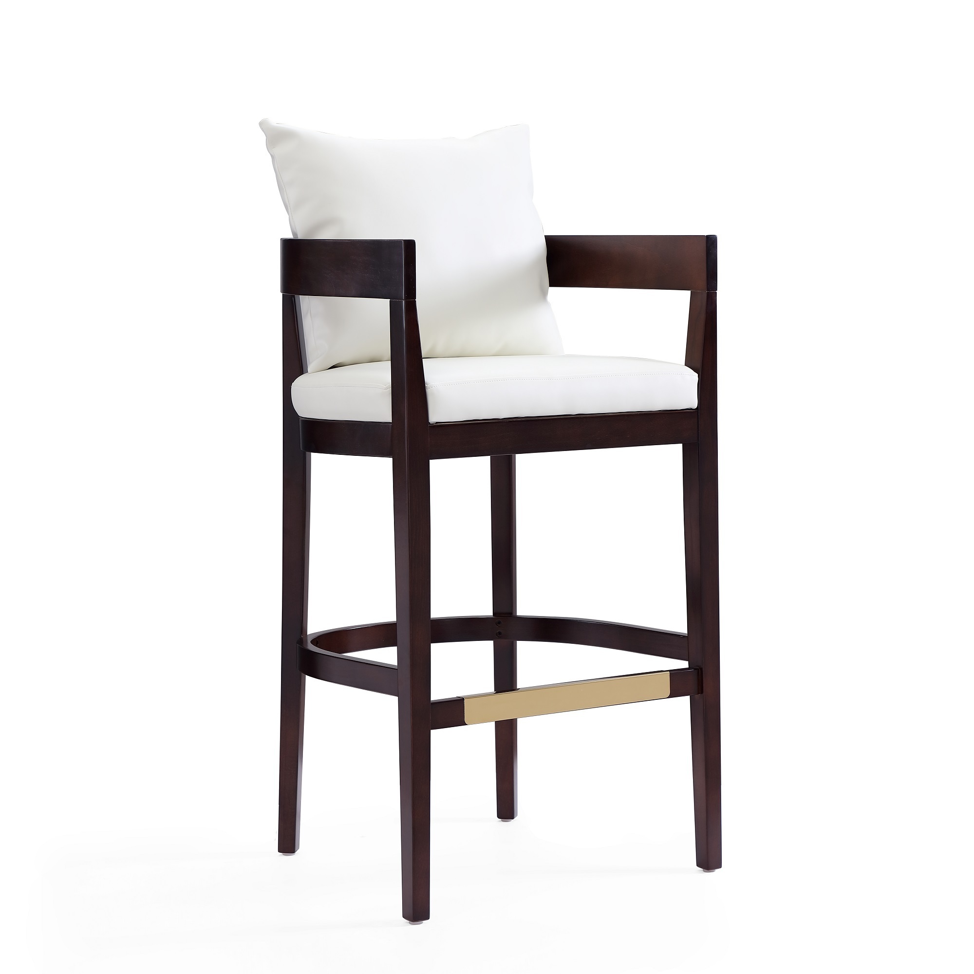 Manhattan Comfort, Ritz 38Inch Ivory and Dark Walnut Beech Wood Stool, Primary Color Ivory, Included (qty.) 1 Model BS013