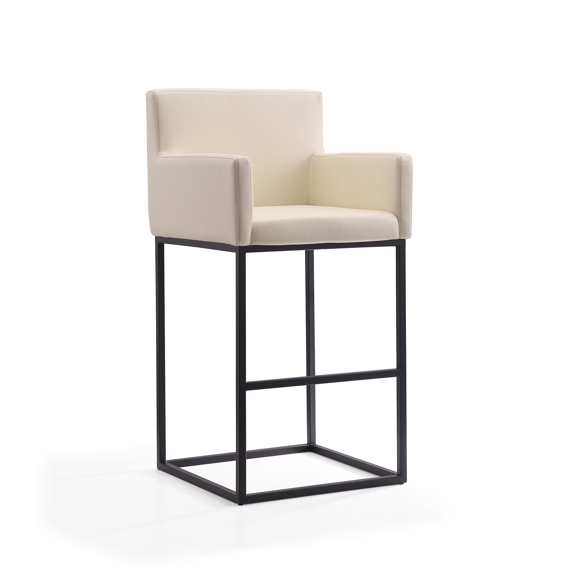 Manhattan Comfort, Ambassador 42Inch Cream and Black Metal Barstool, Primary Color Cream, Included (qty.) 1 Model BS017