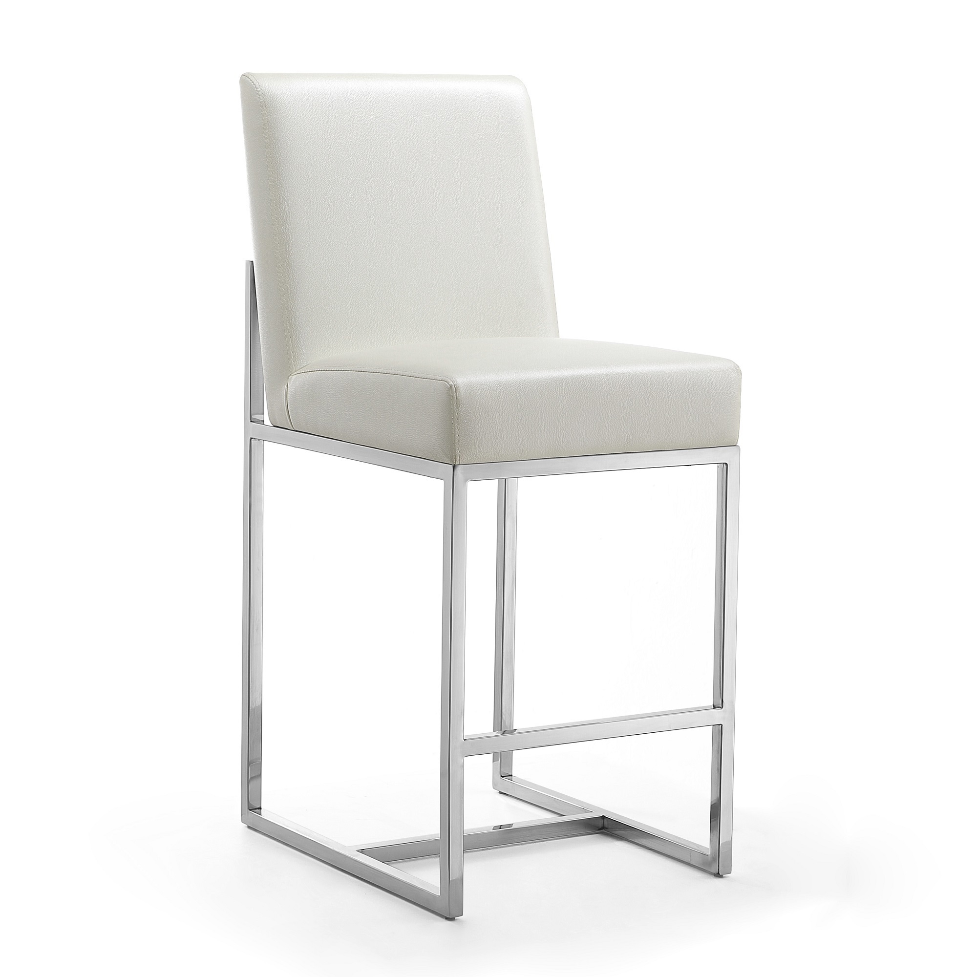 Manhattan Comfort, Element 37.2Inch Pearl Stainless Steel Stool, Primary Color White, Included (qty.) 1 Model CS003