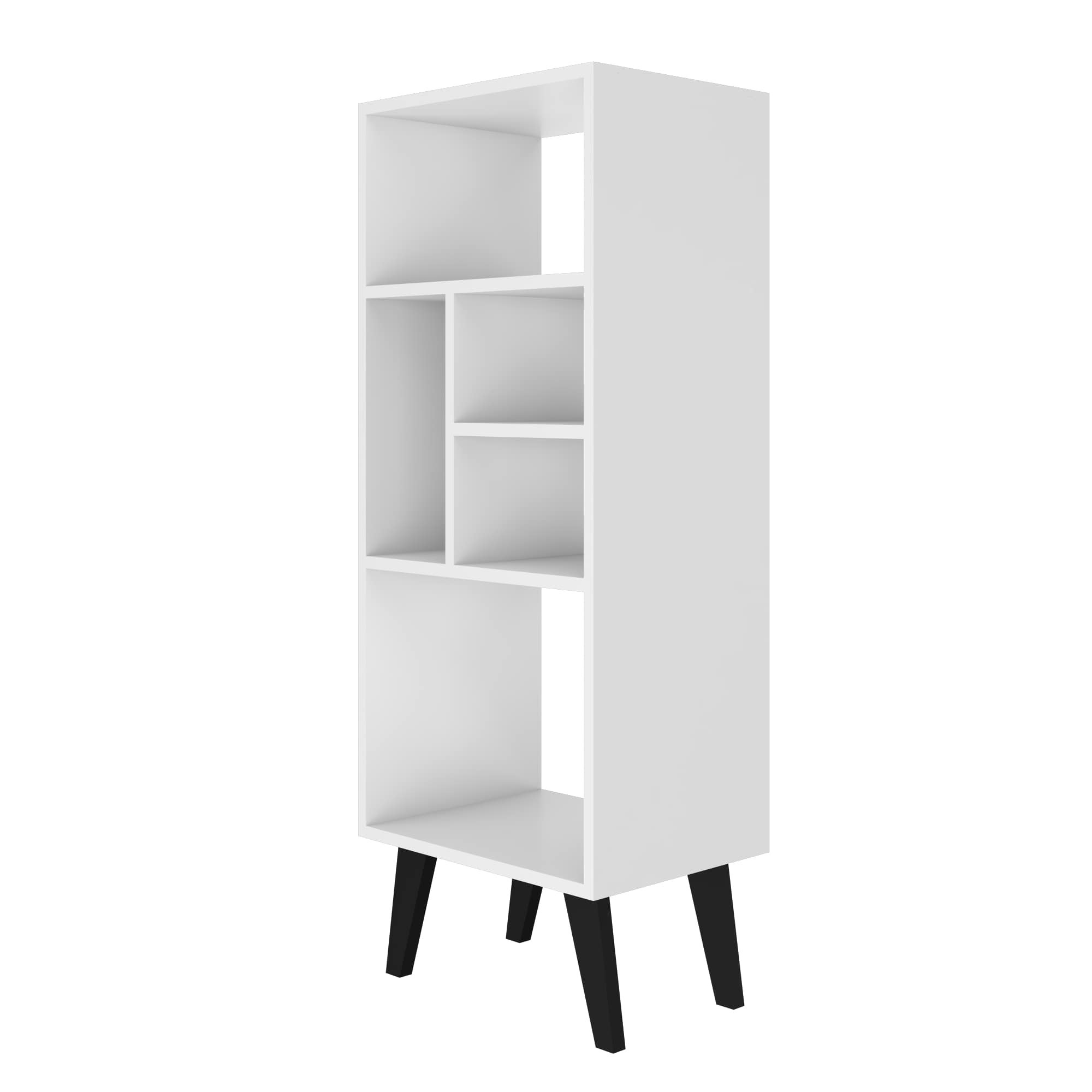 Manhattan Comfort, Warren Mid-High Bookcase 2.0Inch White, Height 42.32 in, Shelves (qty.) 5 Material MDPE, Model 179AMC