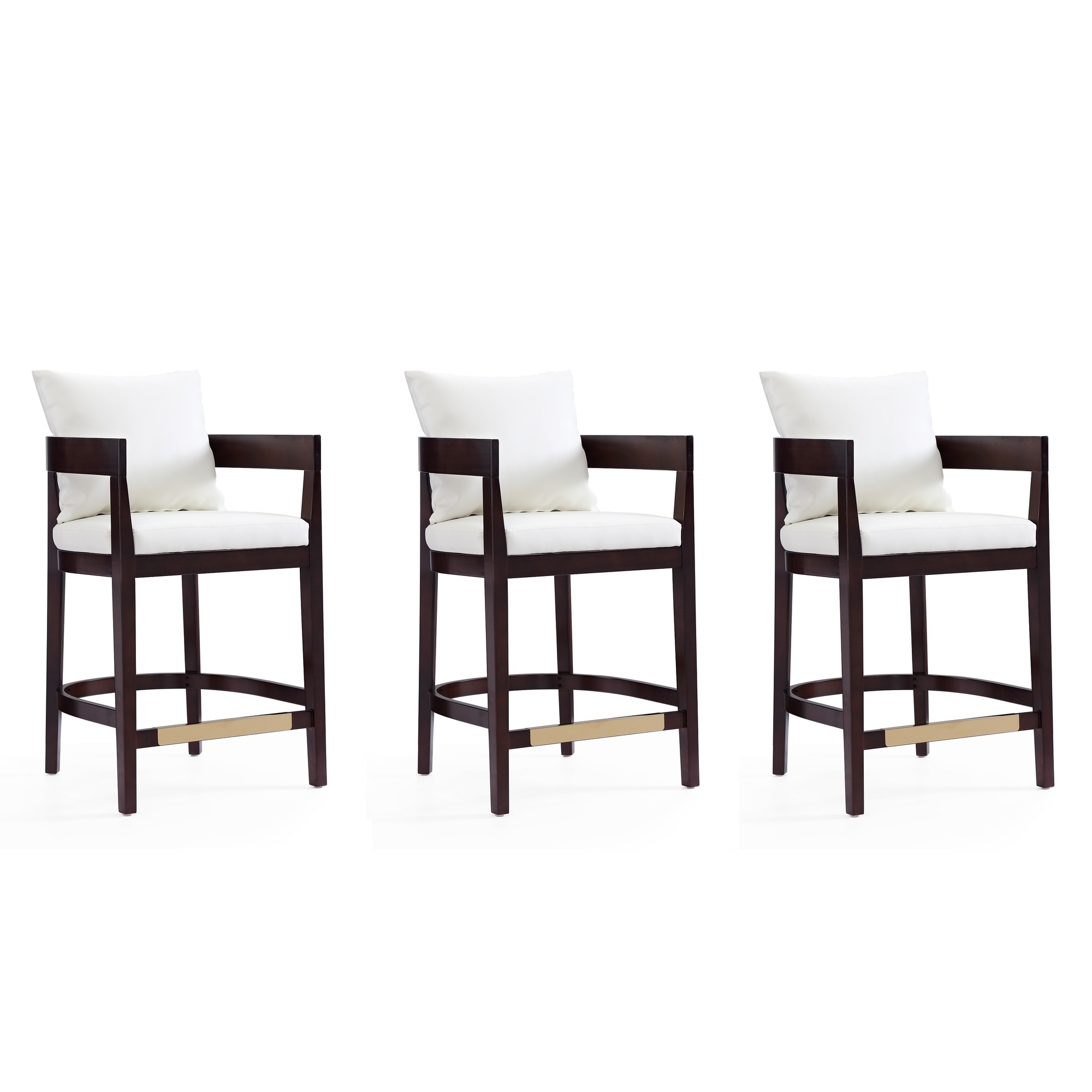 Manhattan Comfort, Ritz 34Inch Ivory Beech Wood Stool Set of 3 Primary Color Ivory, Included (qty.) 3 Model 3-CS006