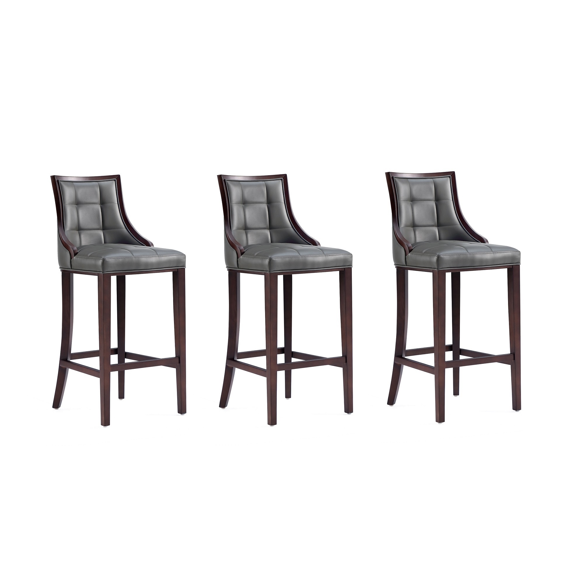 Manhattan Comfort, Fifth Avenue Faux Leather Stool in Pebble Set of 3 Primary Color Gray, Included (qty.) 3 Model 3-BS007