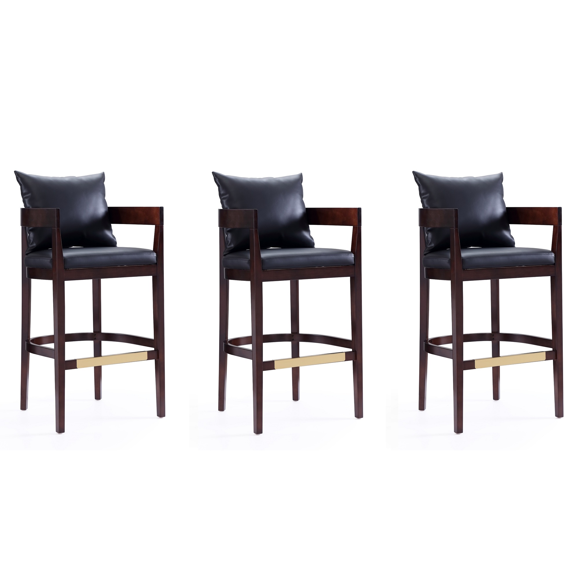 Manhattan Comfort, Ritz 38Inch Black Beech Wood Stool Set of 3 Primary Color Black, Included (qty.) 3 Model 3-BS013