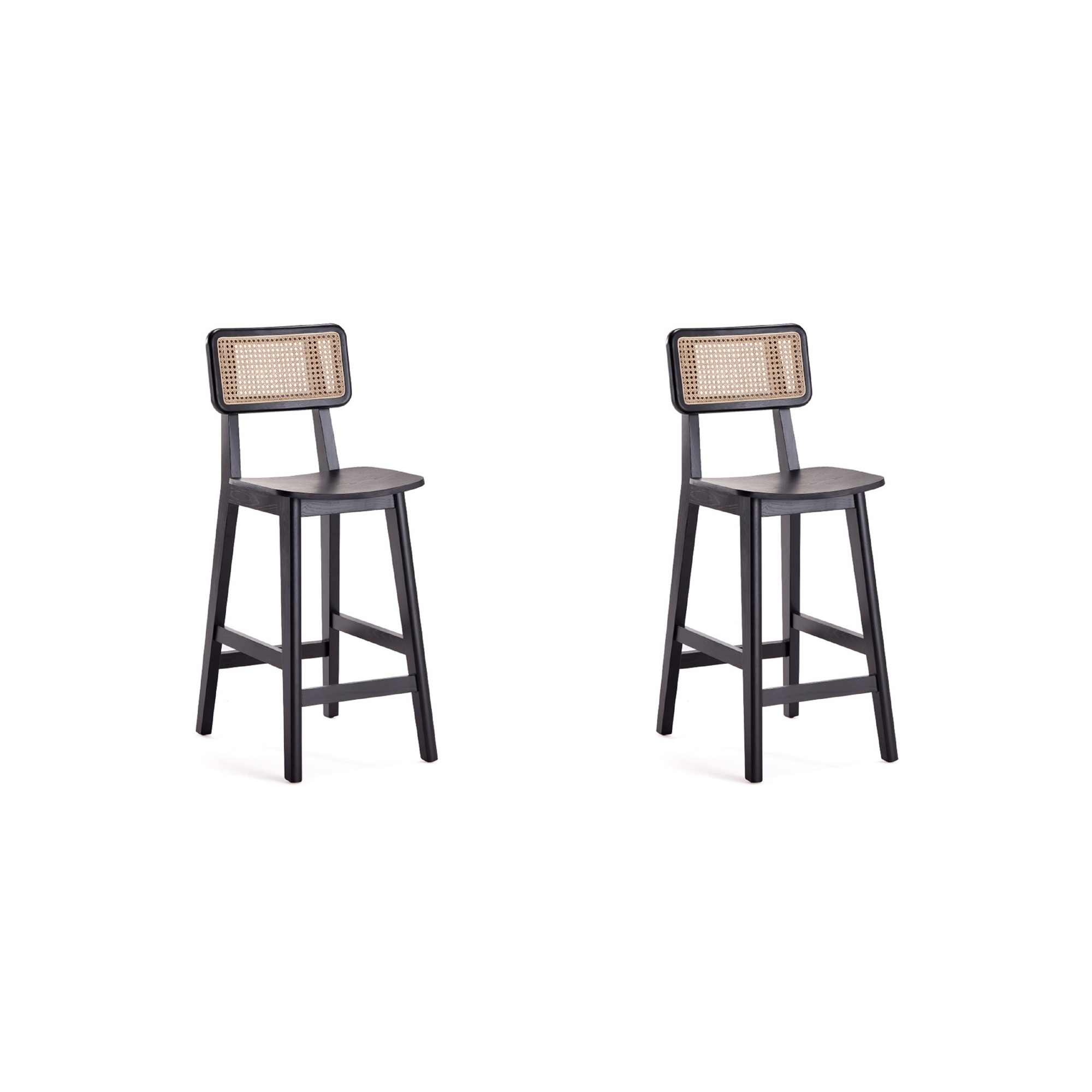 Manhattan Comfort, Versailles Stool Black and Natural Cane Set of 2 Primary Color Black, Included (qty.) 2 Model 2-CSCA01