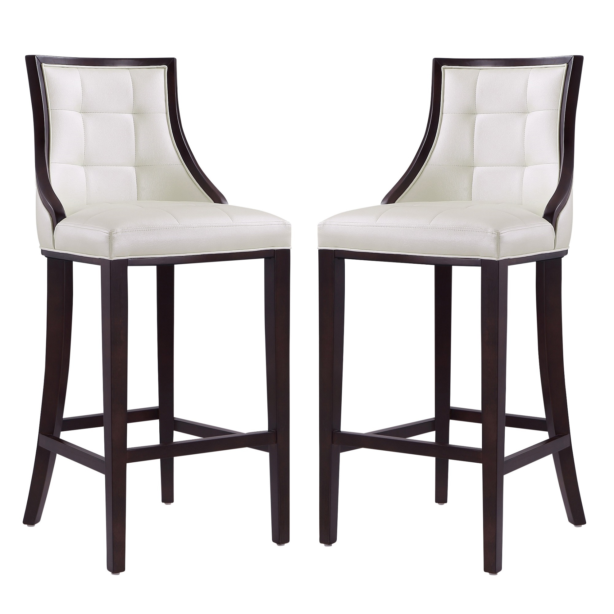 Manhattan Comfort, Fifth Ave 45Inch Pearl Beech Wood Stool Set of 2 Primary Color White, Included (qty.) 2 Model 2-BS007