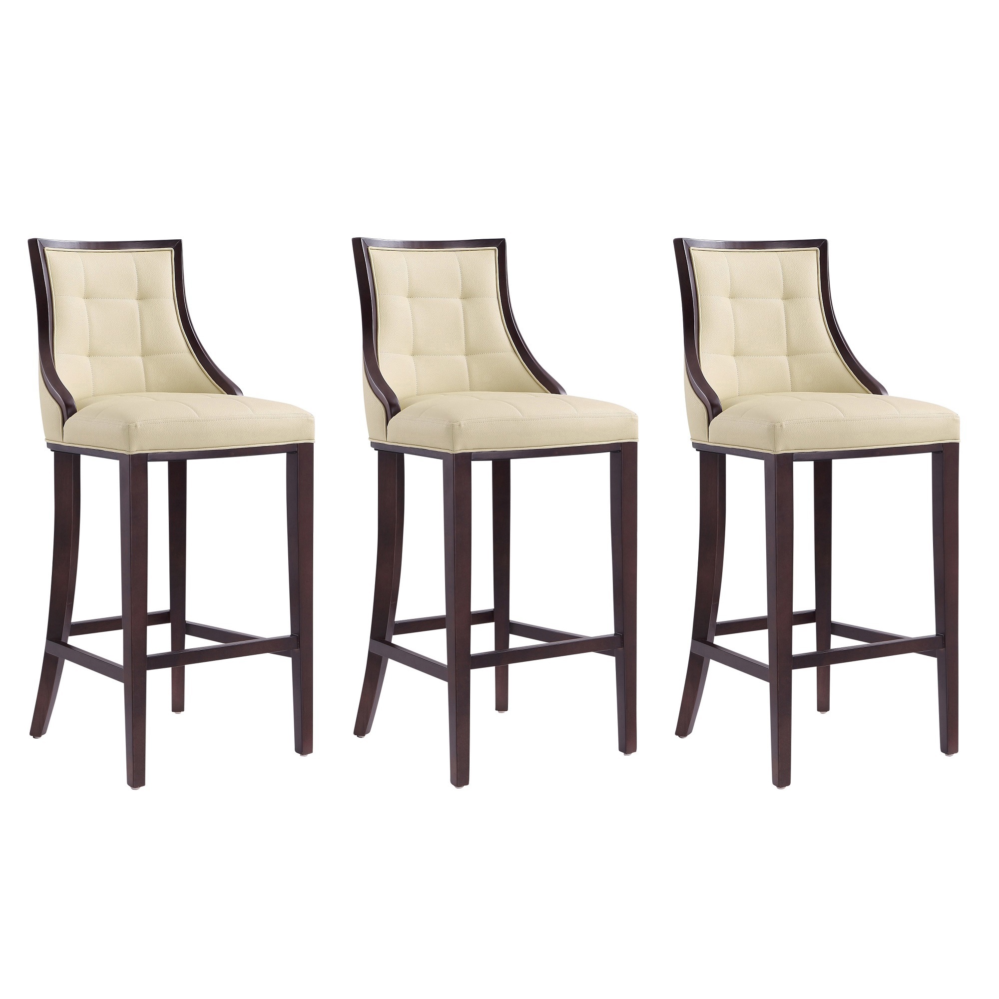 Manhattan Comfort, Fifth Ave 45Inch Cream Beech Wood Stool Set of 3 Primary Color Cream, Included (qty.) 3 Model 3-BS007