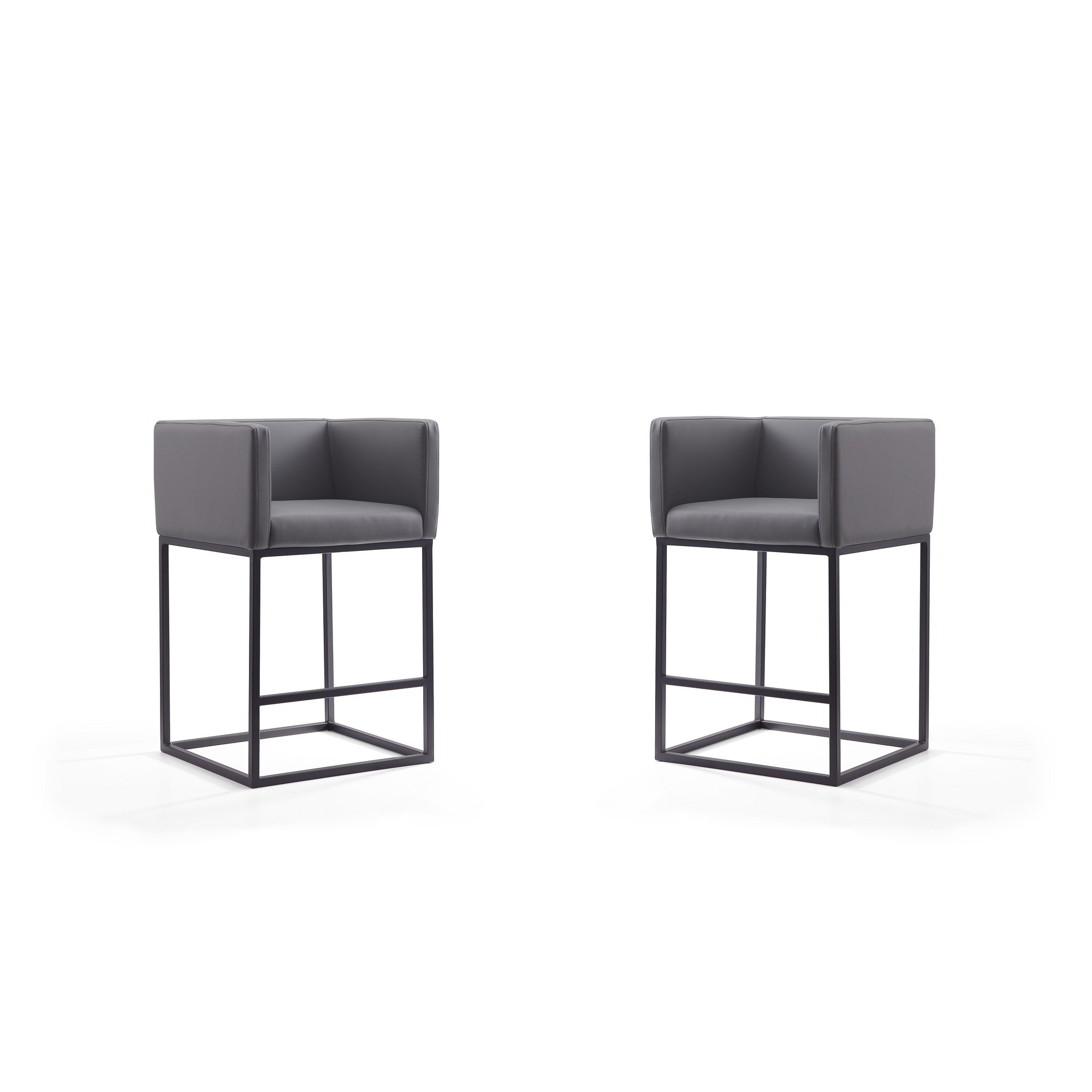 Manhattan Comfort, Embassy 34Inch Grey and Black Metal Stool Set of 2 Primary Color Gray, Included (qty.) 2 Model 2-CS011