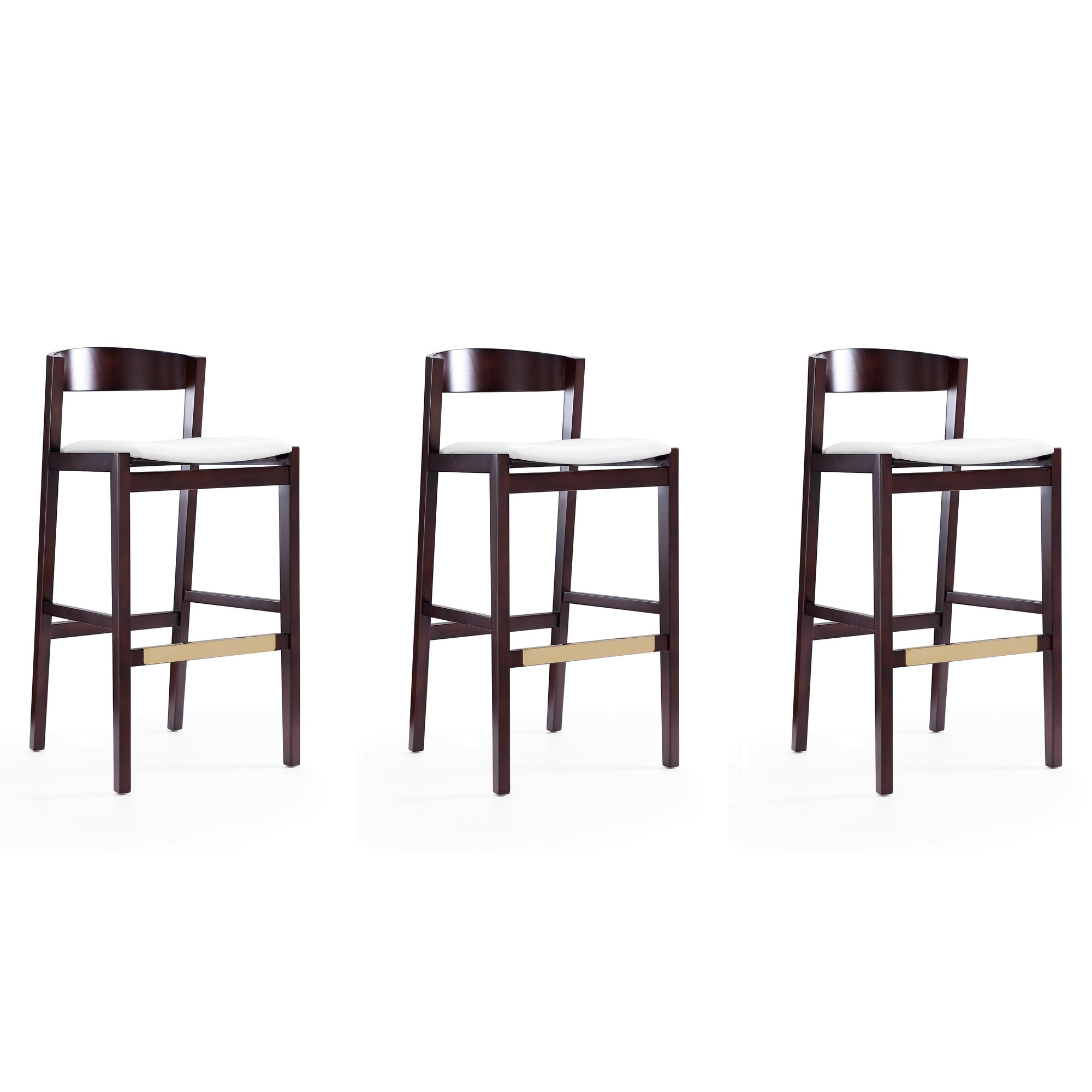 Manhattan Comfort, Klismos 40.75Inch Ivory Beech Wood Stool Set of 3 Primary Color Ivory, Included (qty.) 3 Model 3-BS014