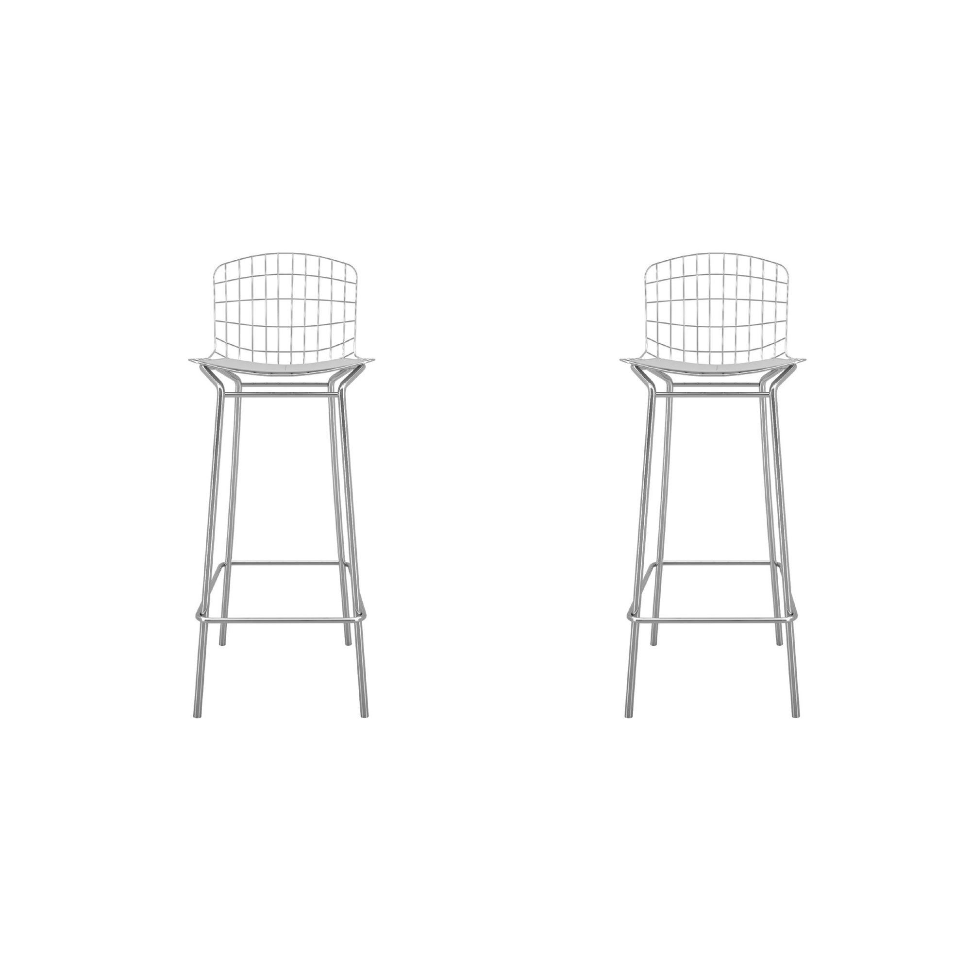 Manhattan Comfort, Madeline 41.73Inch Stool, Set of 2 Silver and White, Primary Color White, Included (qty.) 2 Model 2-198AMC
