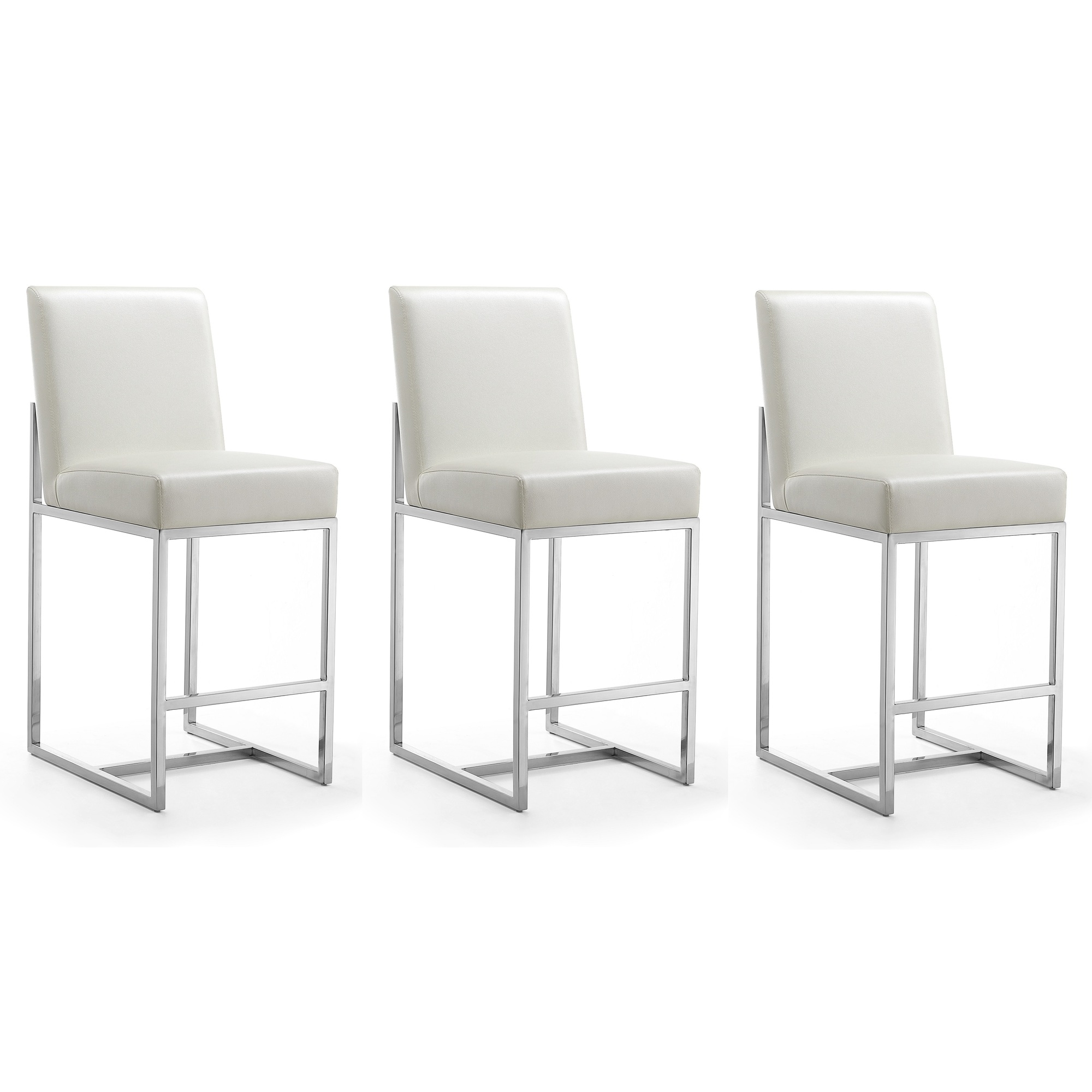 Manhattan Comfort, Element 37.2Inch Pearl Steel Stool Set of 3 Primary Color White, Included (qty.) 3 Model 3-CS003