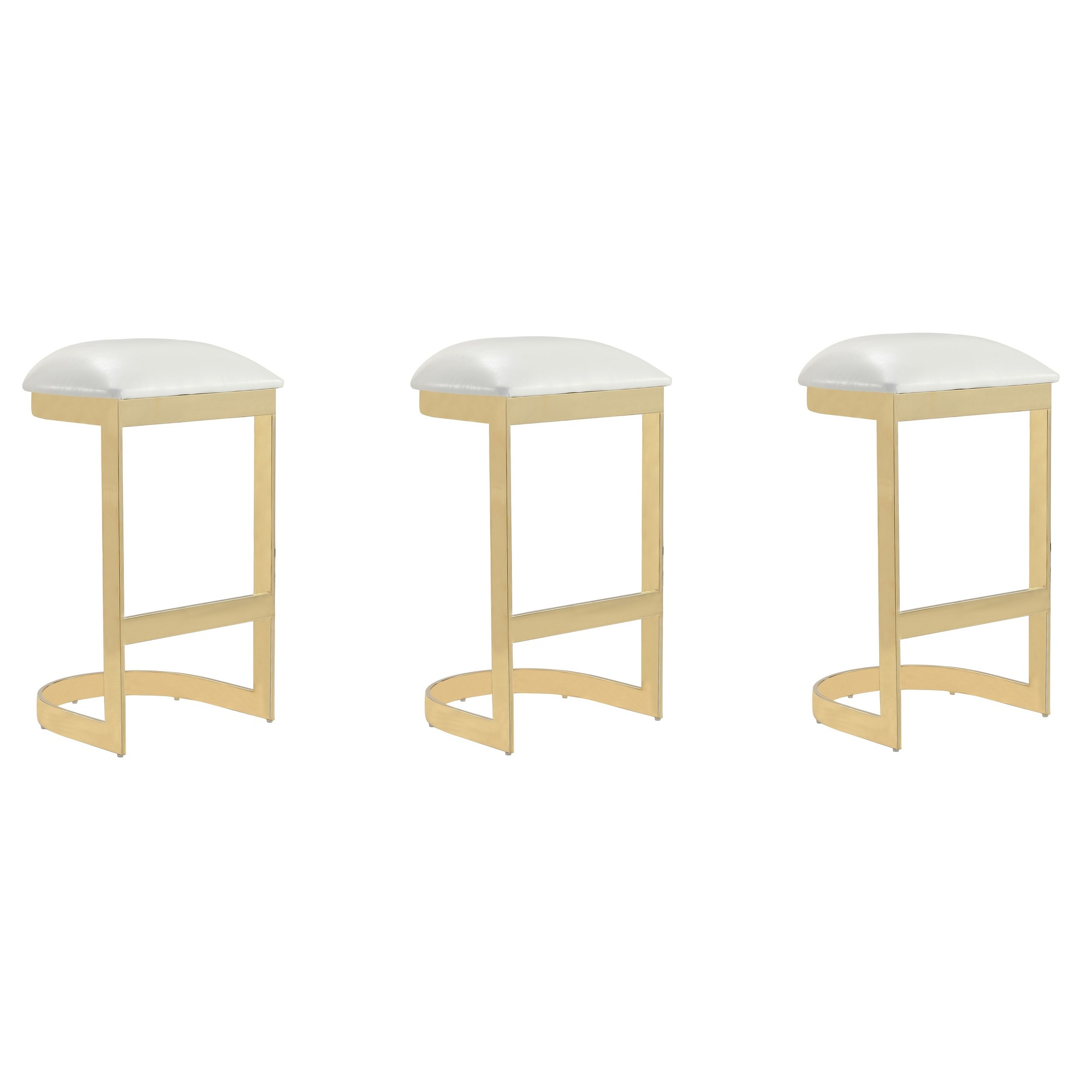 Manhattan Comfort, Aura 28.54Inch White Stainless Steel Stool Set of 3 Primary Color White, Included (qty.) 3 Model 3-BS006