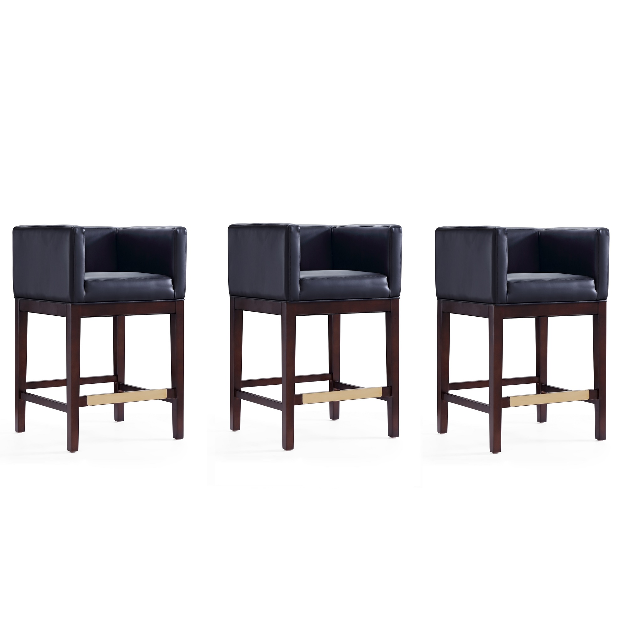 Manhattan Comfort, Kingsley 34Inch Black Beech Wood Stool Set of 3 Primary Color Black, Included (qty.) 3 Model 3-CS005