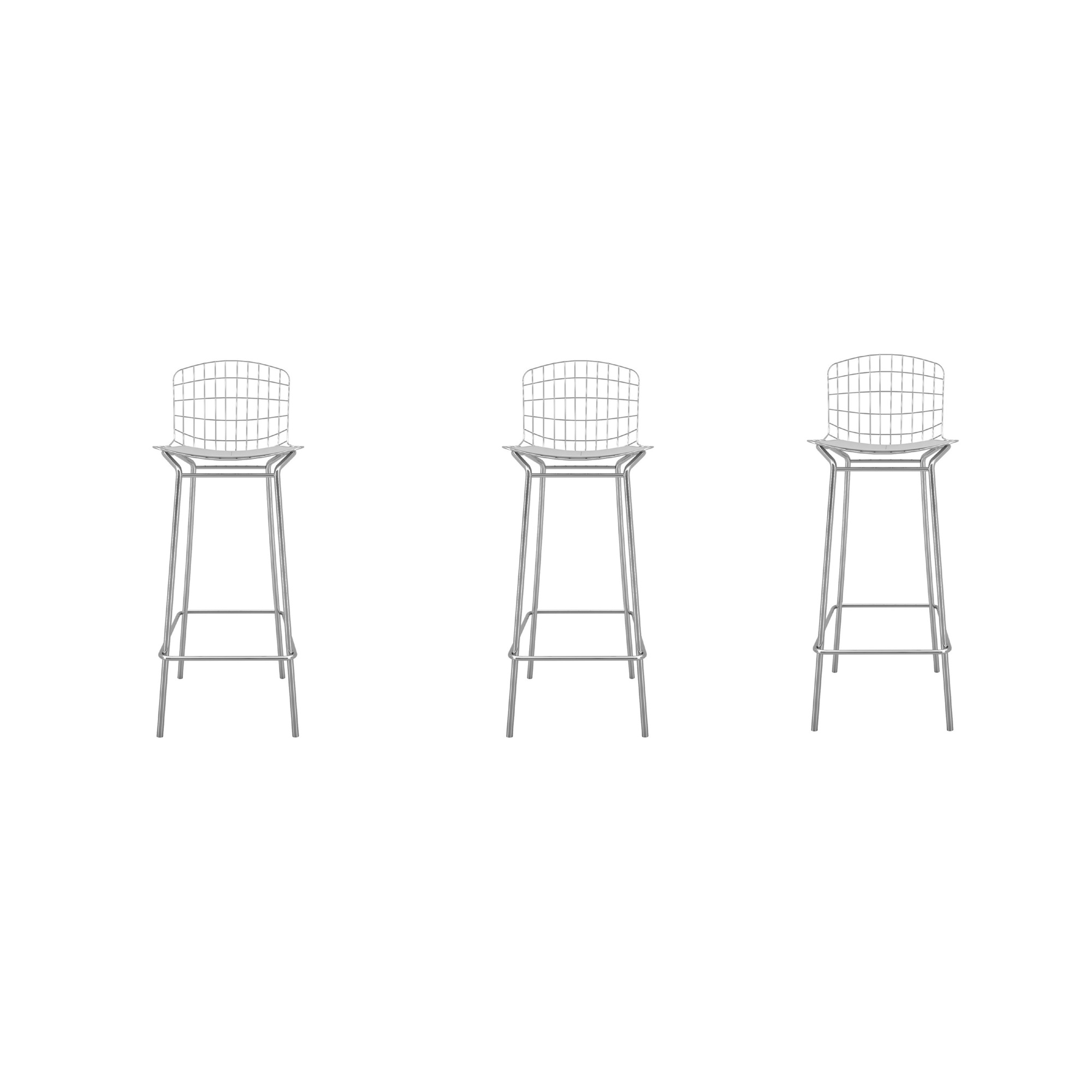 Manhattan Comfort, Madeline 41.73Inch Stool, Set of 3 Silver and White, Primary Color White, Included (qty.) 3 Model 3-198AMC