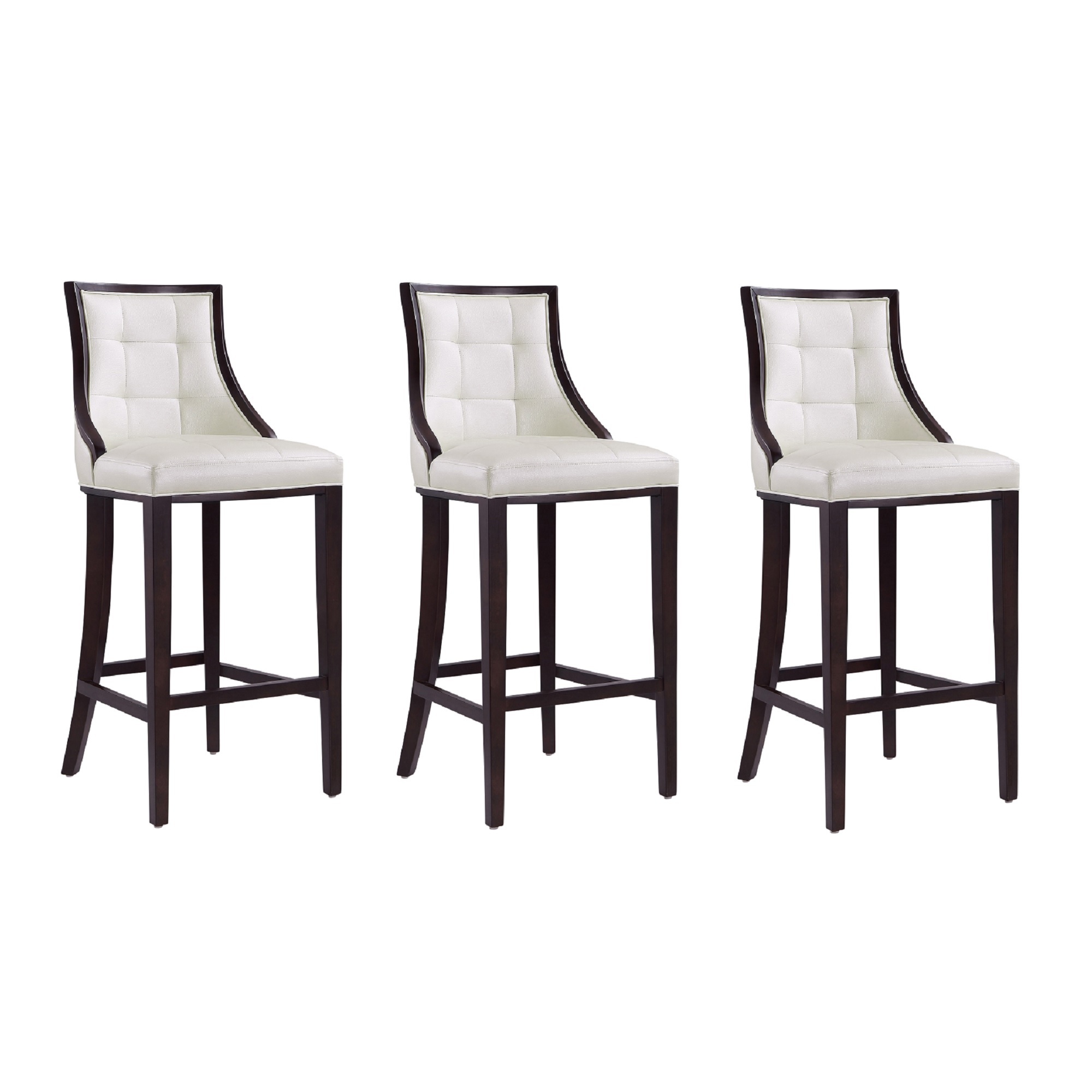 Manhattan Comfort, Fifth Ave 45Inch Pearl Beech Wood Stool Set of 3 Primary Color White, Included (qty.) 3 Model 3-BS007