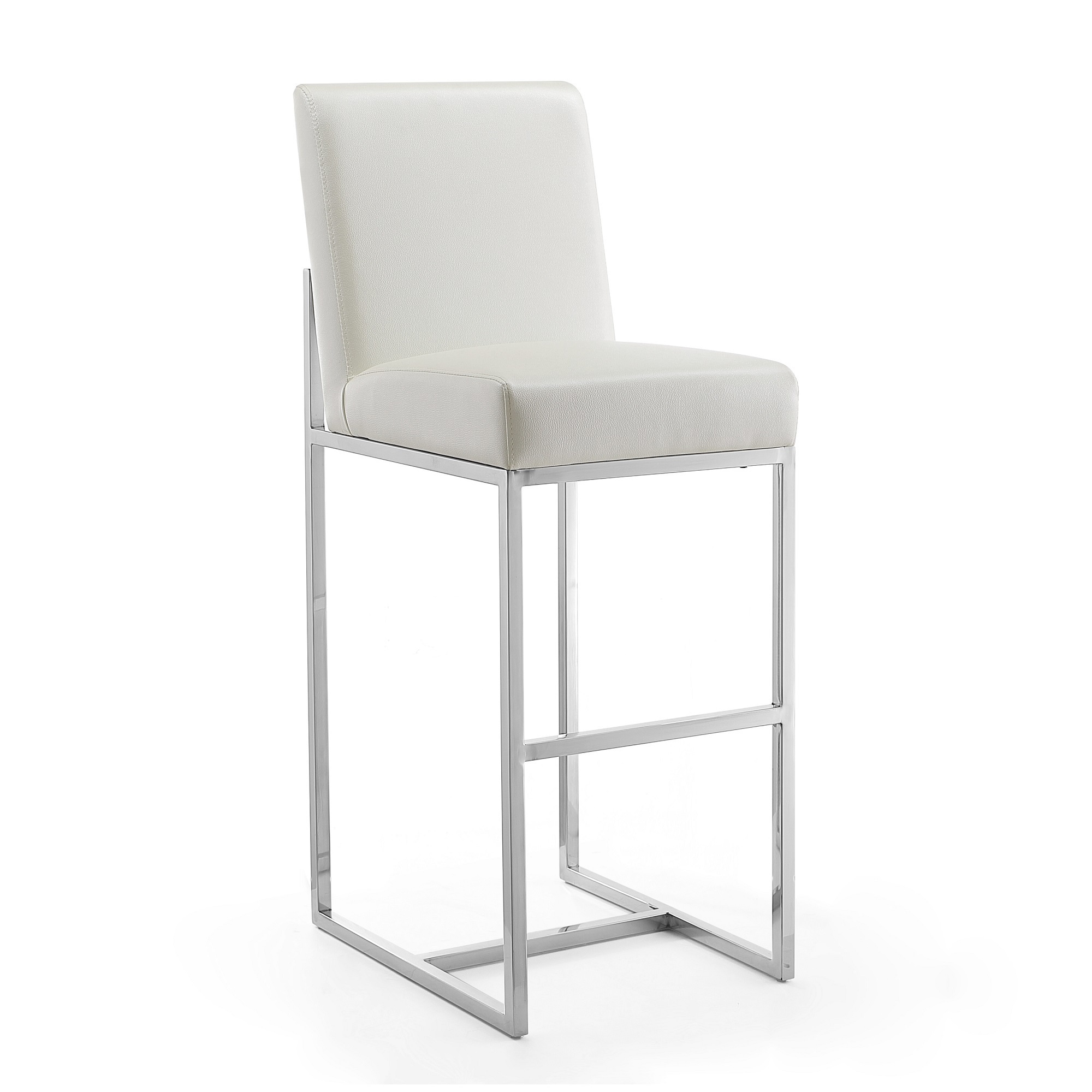 Manhattan Comfort, Element 42.13Inch Pearl Stainless Steel Stool, Primary Color White, Included (qty.) 1 Model BS010