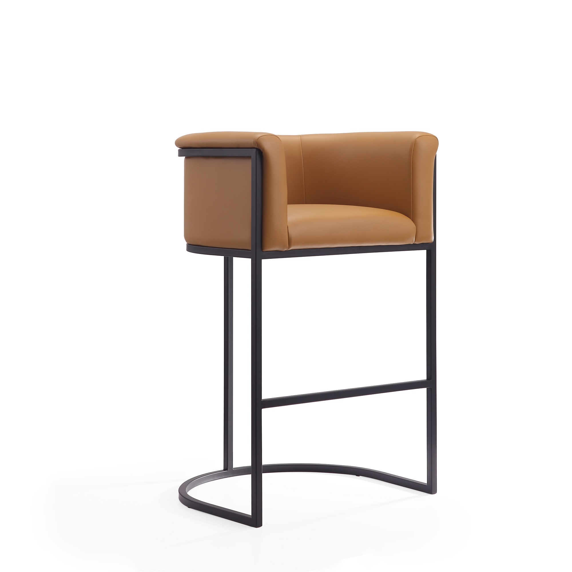 Manhattan Comfort, Cosmopolitan 37.8Inch Camel and Black Metal Stool, Primary Color Camel, Included (qty.) 1 Model BS015