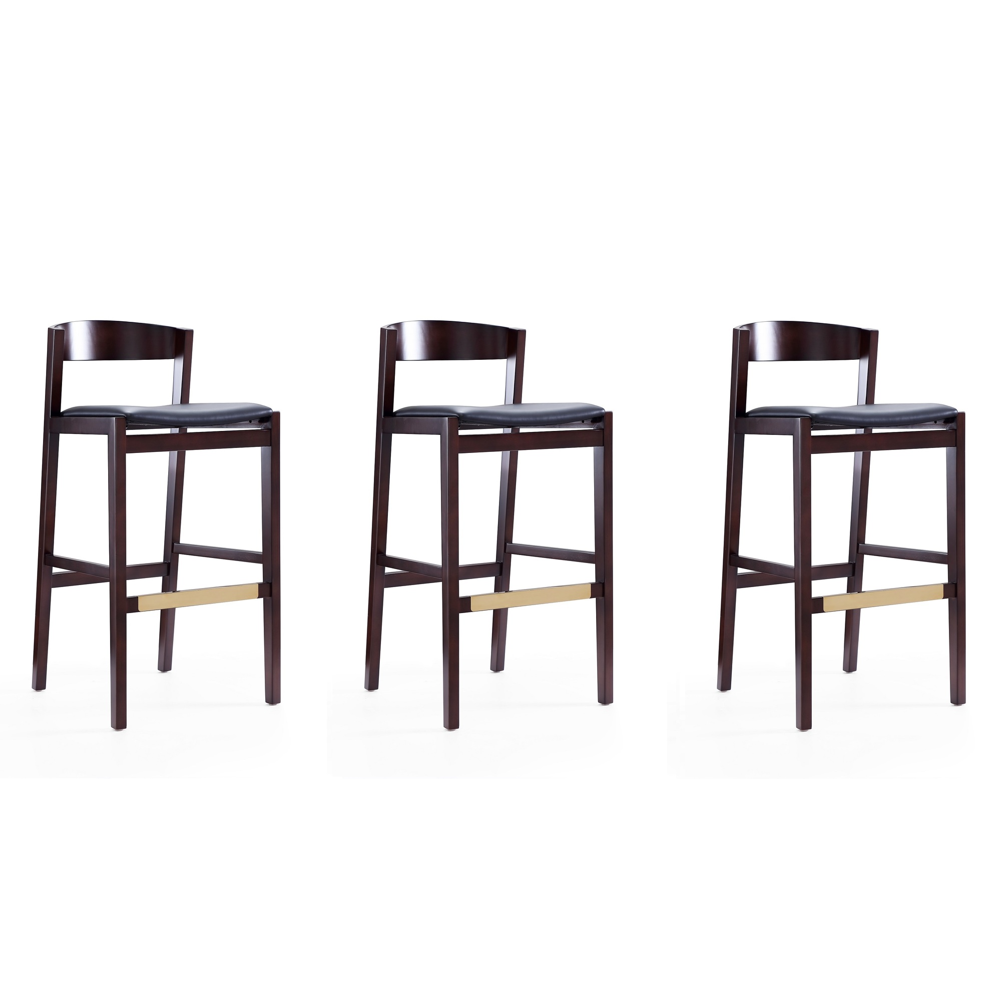 Manhattan Comfort, Klismos 40.75Inch Black Beech Wood Stool Set of 3 Primary Color Black, Included (qty.) 3 Model 3-BS014