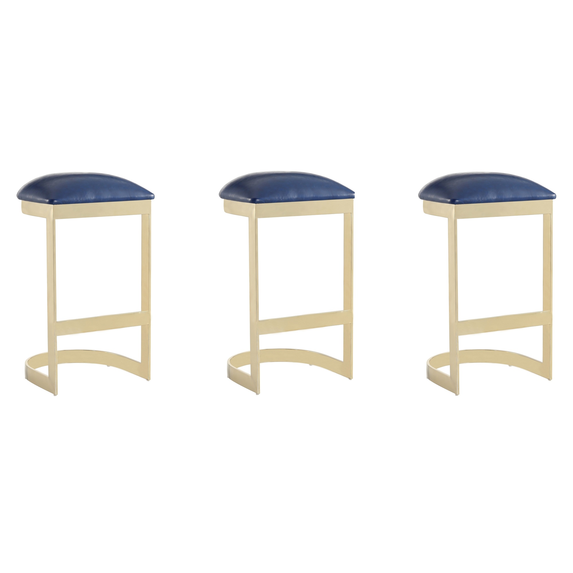 Manhattan Comfort, Aura 28.54Inch Blue Stainless Steel Stool Set of 3 Primary Color Blue, Included (qty.) 3 Model 3-BS006