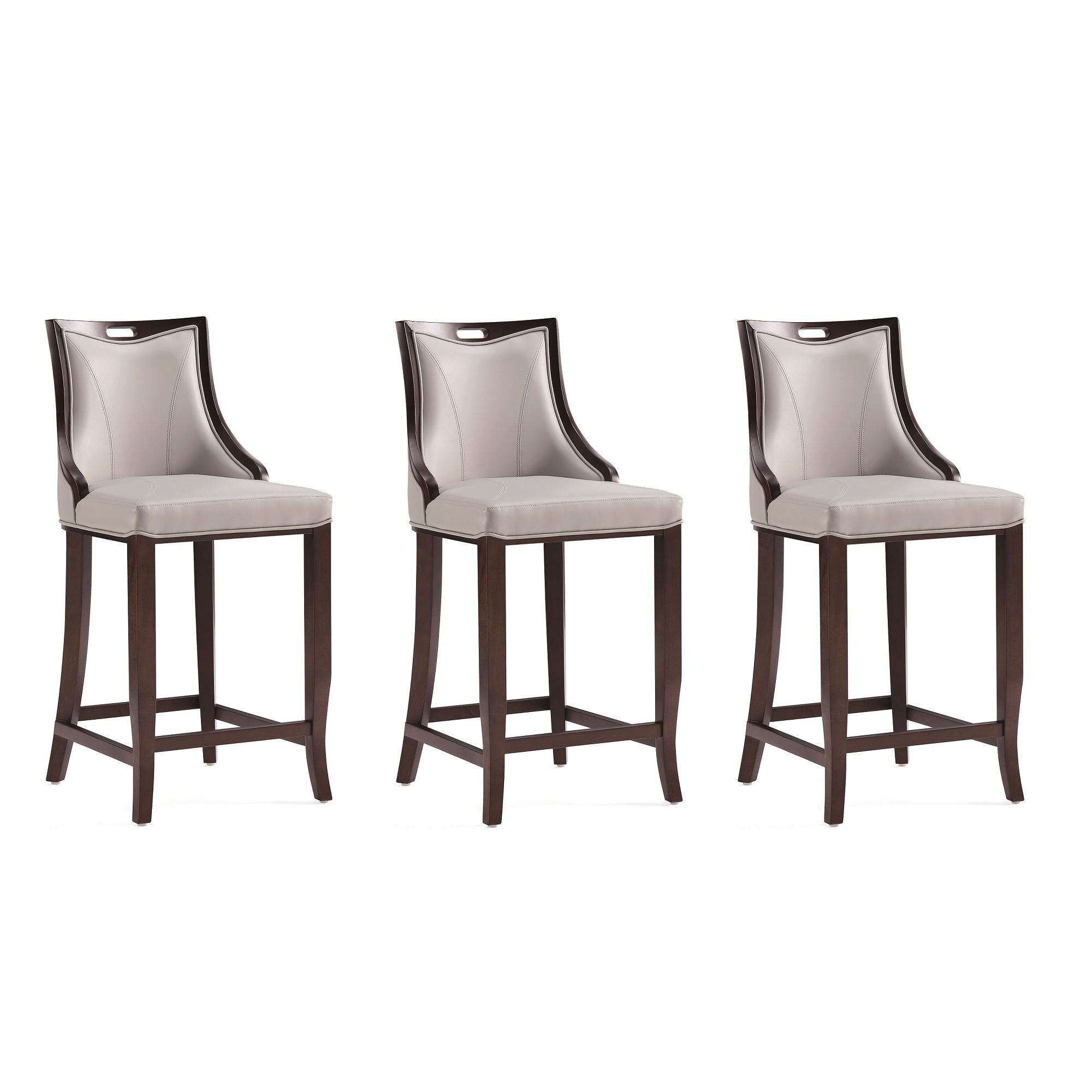 Manhattan Comfort, Emperor Faux Leather Stool in Light Grey Set of 3 Primary Color Gray, Included (qty.) 3 Model 3-BS008