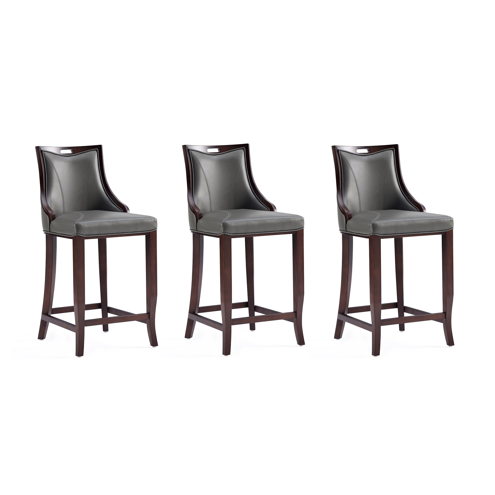 Manhattan Comfort, Emperor Faux Leather Stool in Pebble Grey Set of 3 Primary Color Gray, Included (qty.) 3 Model 3-BS008