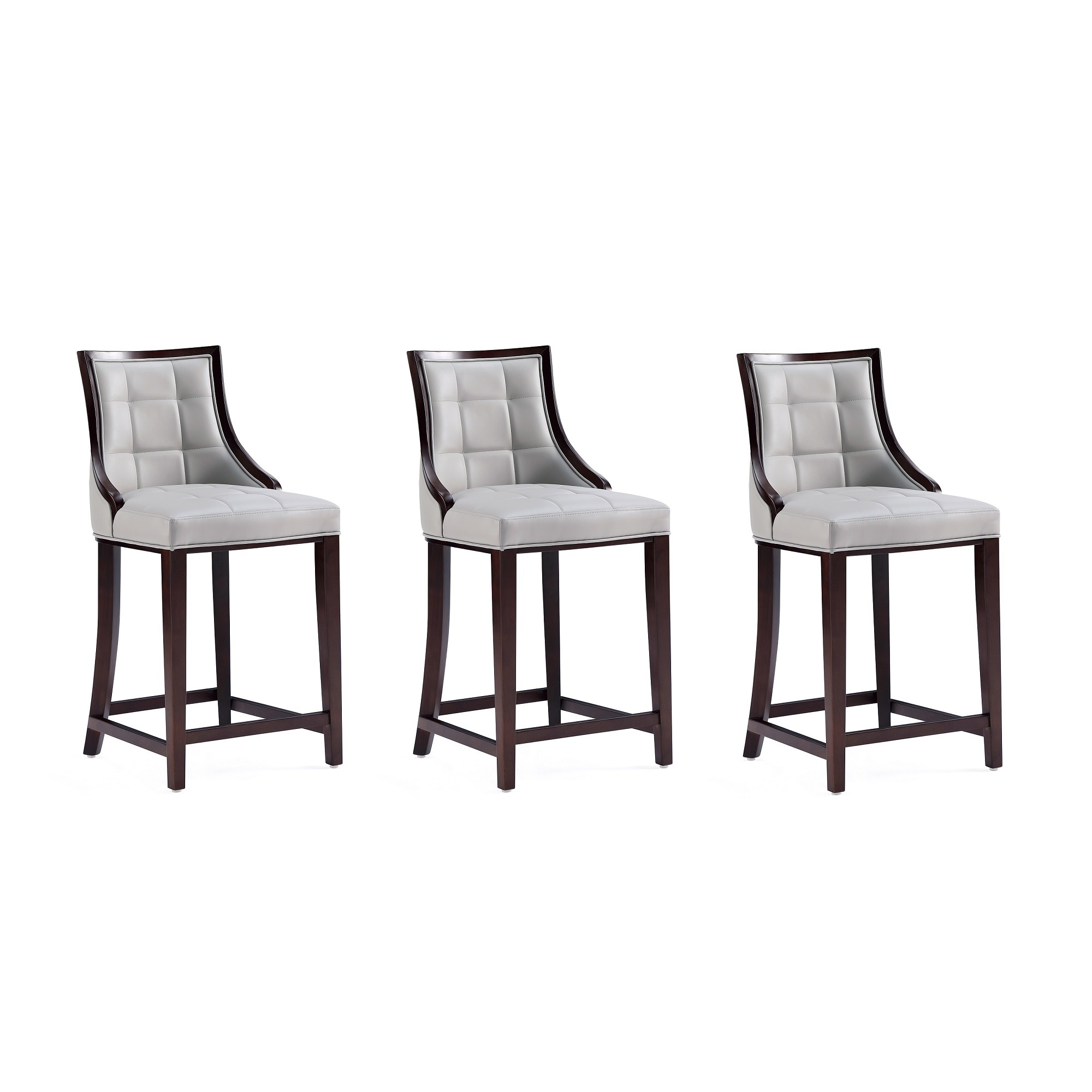 Manhattan Comfort, Fifth Ave Faux Leather Tall Stool Lt Grey Set of 3 Primary Color Gray, Included (qty.) 3 Model 3-CS012