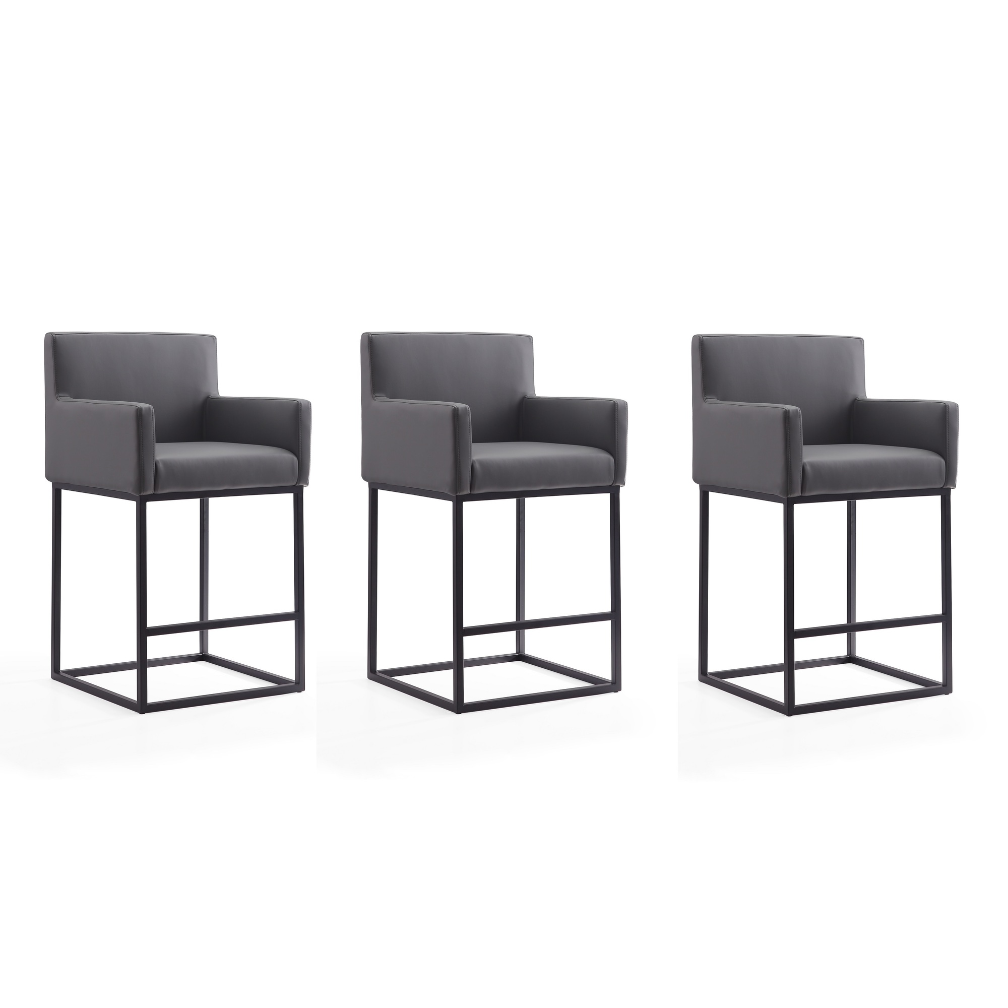 Manhattan Comfort, Ambassador 38Inch Grey Metal Stool Set of 3 Primary Color Gray, Included (qty.) 3 Model 3-CS010