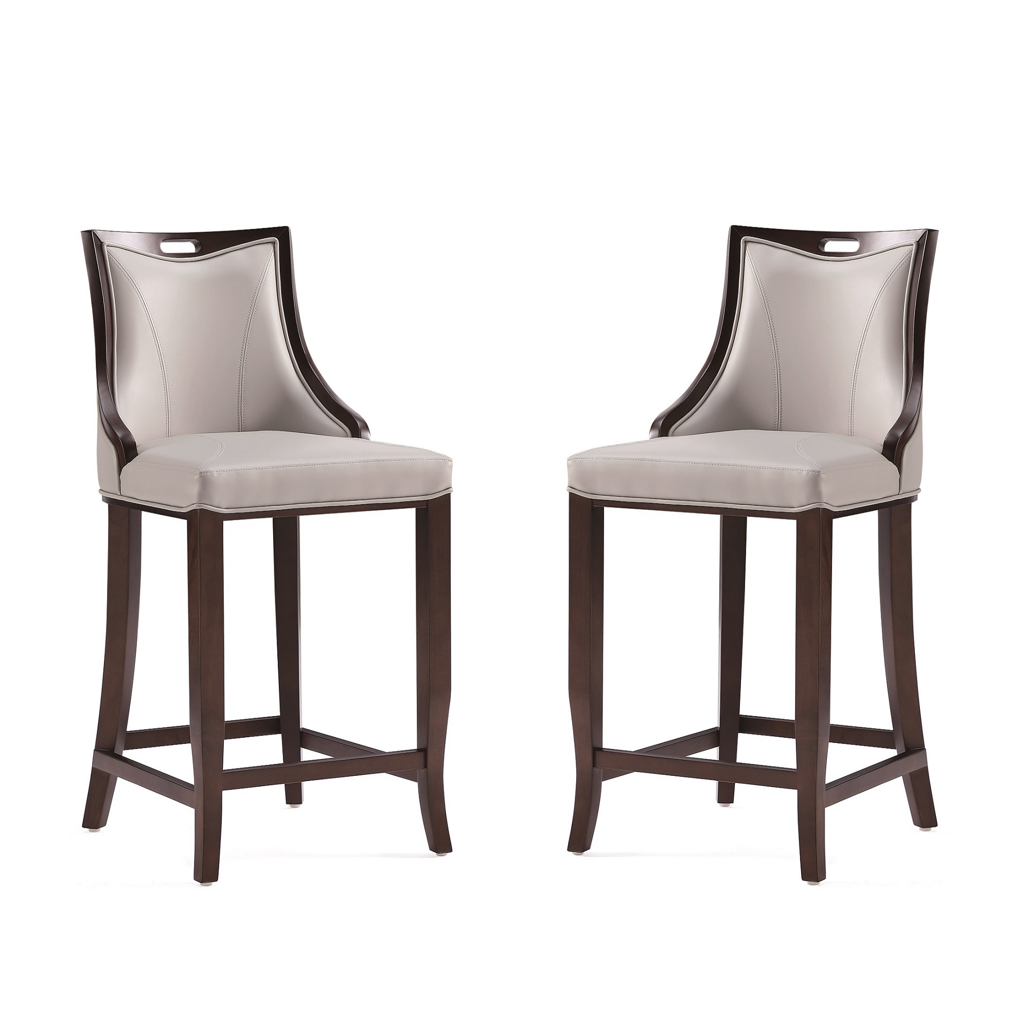 Manhattan Comfort, Emperor Faux Leather Stool in Light Grey Set of 2 Primary Color Gray, Included (qty.) 2 Model 2-BS008