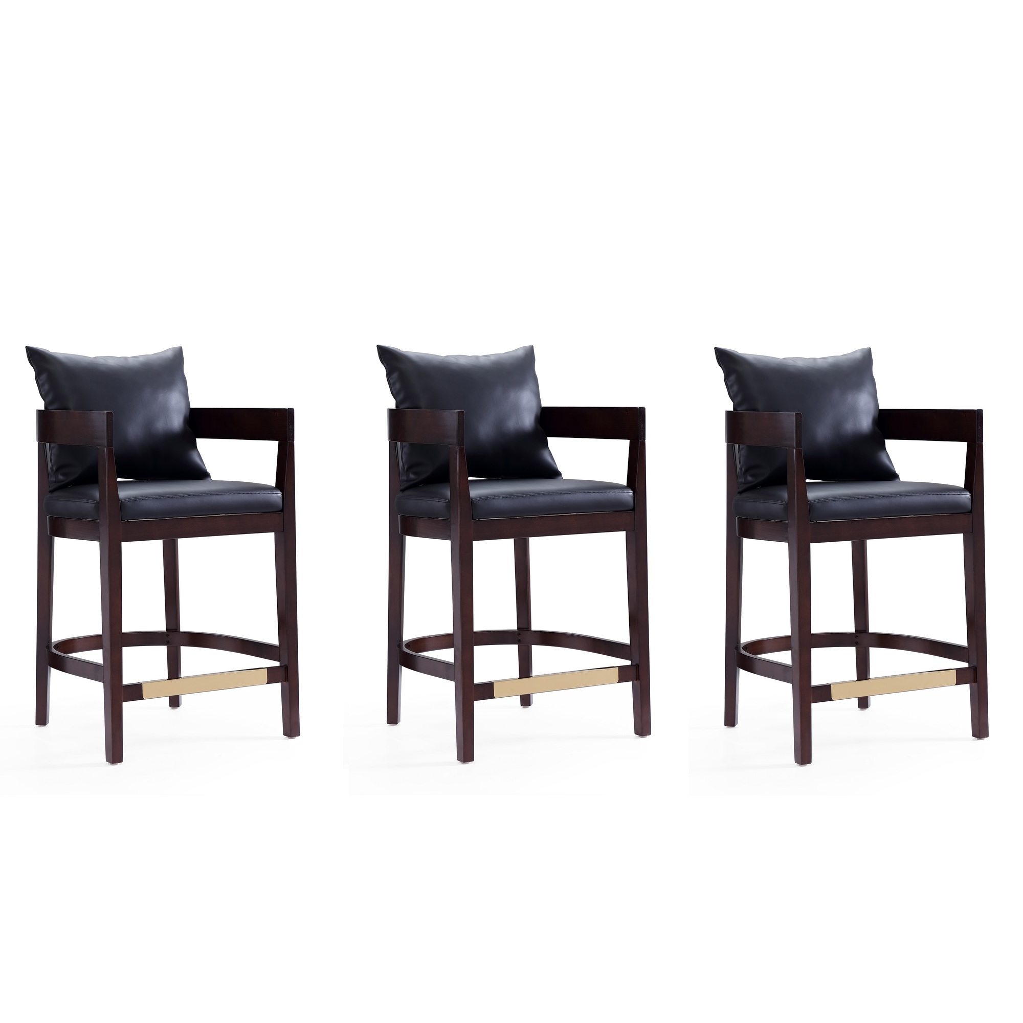 Manhattan Comfort, Ritz 34Inch Black Beech Wood Stool Set of 3 Primary Color Black, Included (qty.) 3 Model 3-CS006