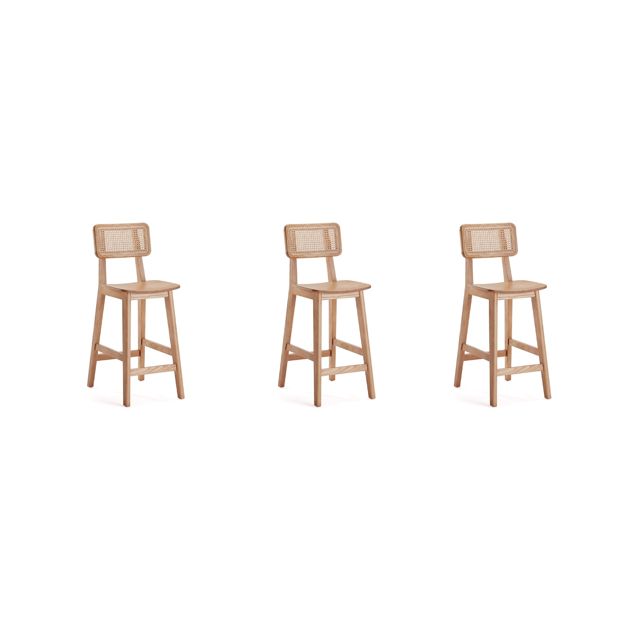 Manhattan Comfort, Versailles Counter Stool in Nature Cane - Set of 3 Primary Color Natural, Included (qty.) 3 Model 3-CSCA01