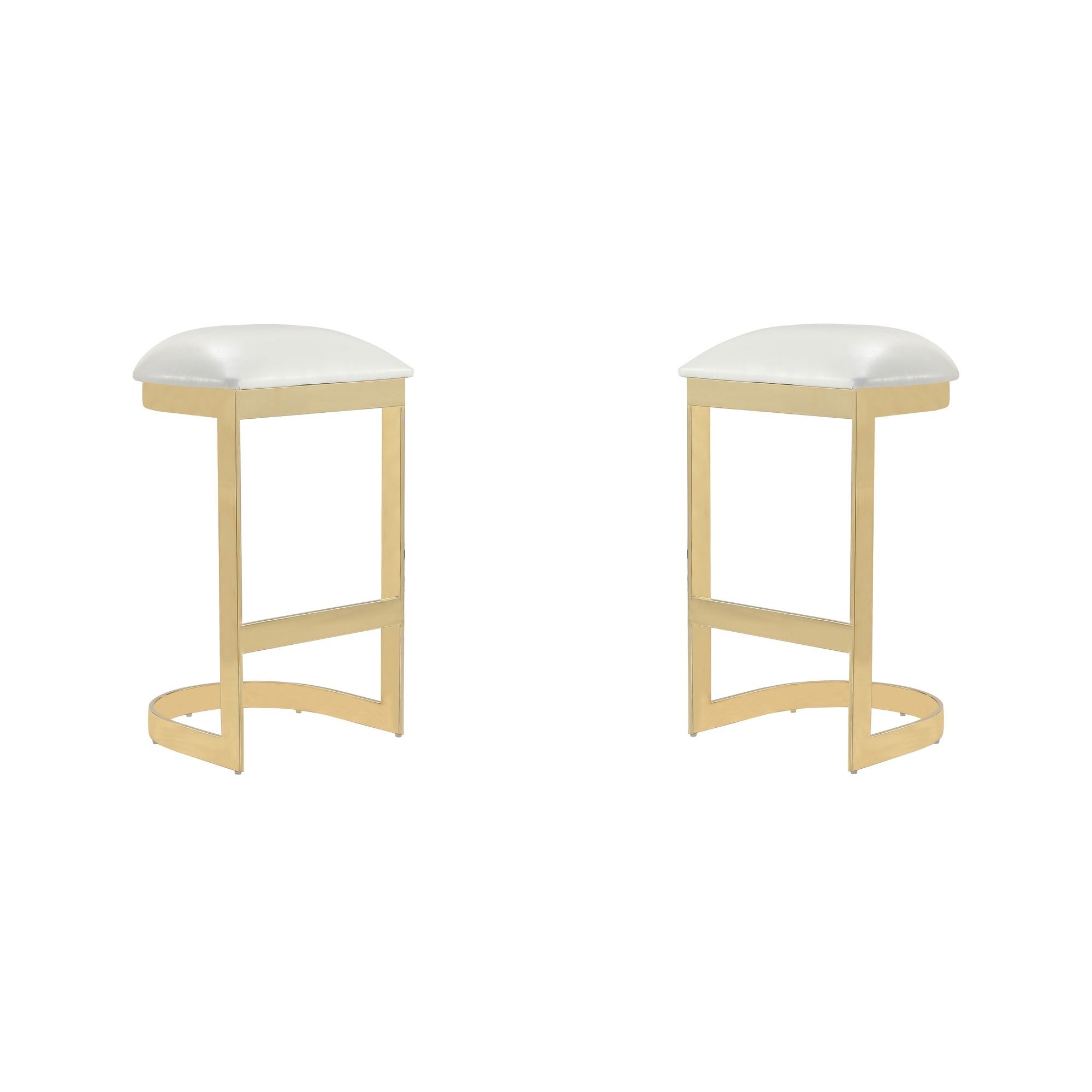 Manhattan Comfort, Aura 28.54Inch White Stainless Steel Stool Set of 2 Primary Color White, Included (qty.) 2 Model 2-BS006