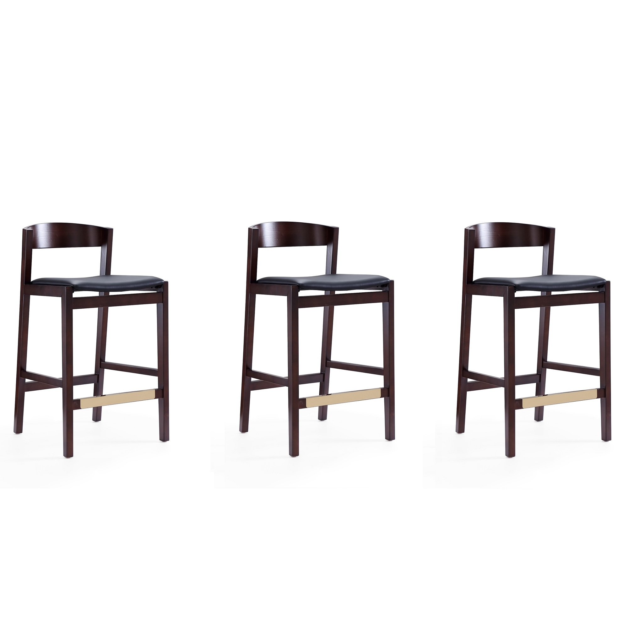 Manhattan Comfort, Klismos 36.75Inch Black Beech Wood Stool Set of 3 Primary Color Black, Included (qty.) 3 Model 3-CS007