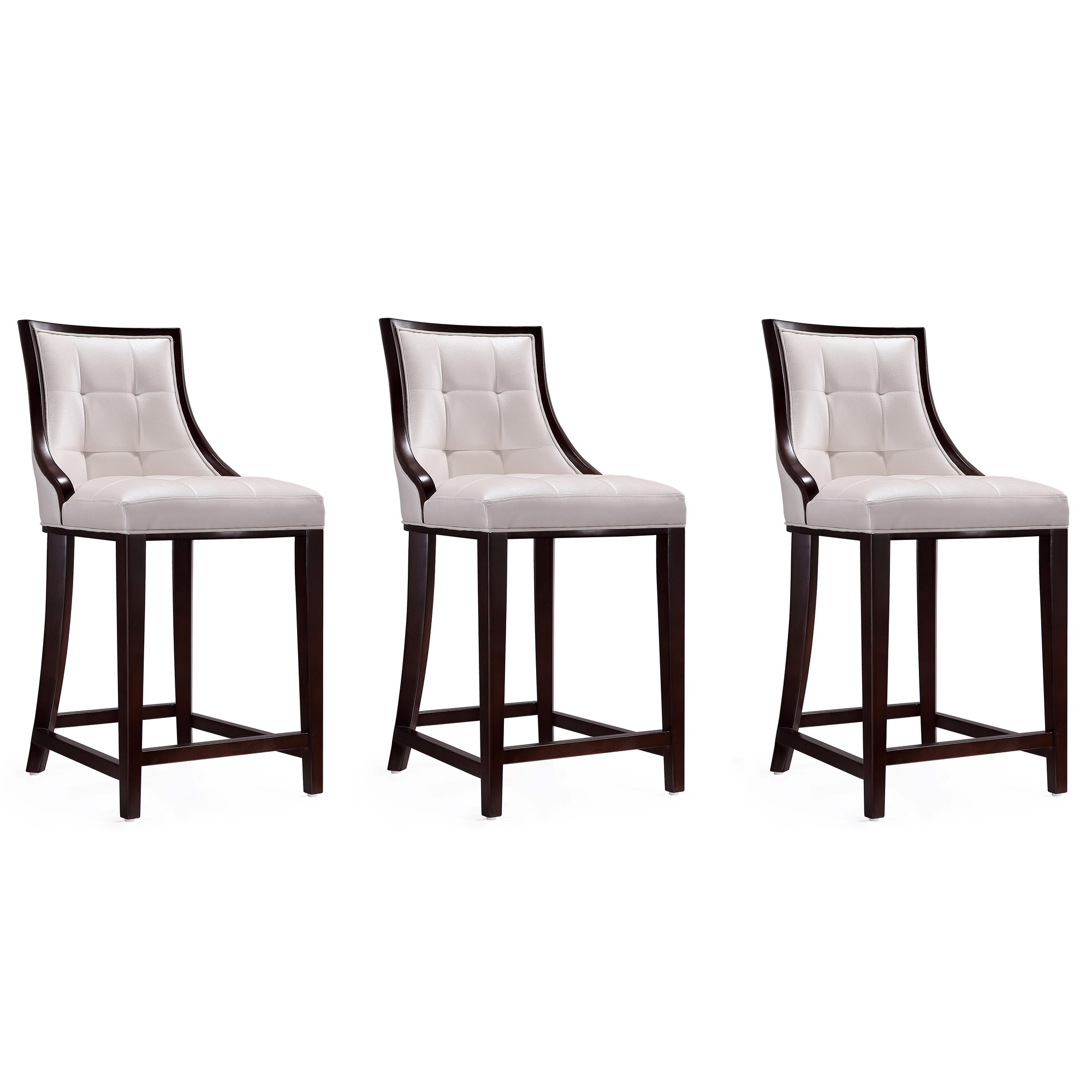 Manhattan Comfort, Fifth Ave 39.5Inch Pearl Beech Wood Stool Set of 3 Primary Color White, Included (qty.) 3 Model 3-CS012