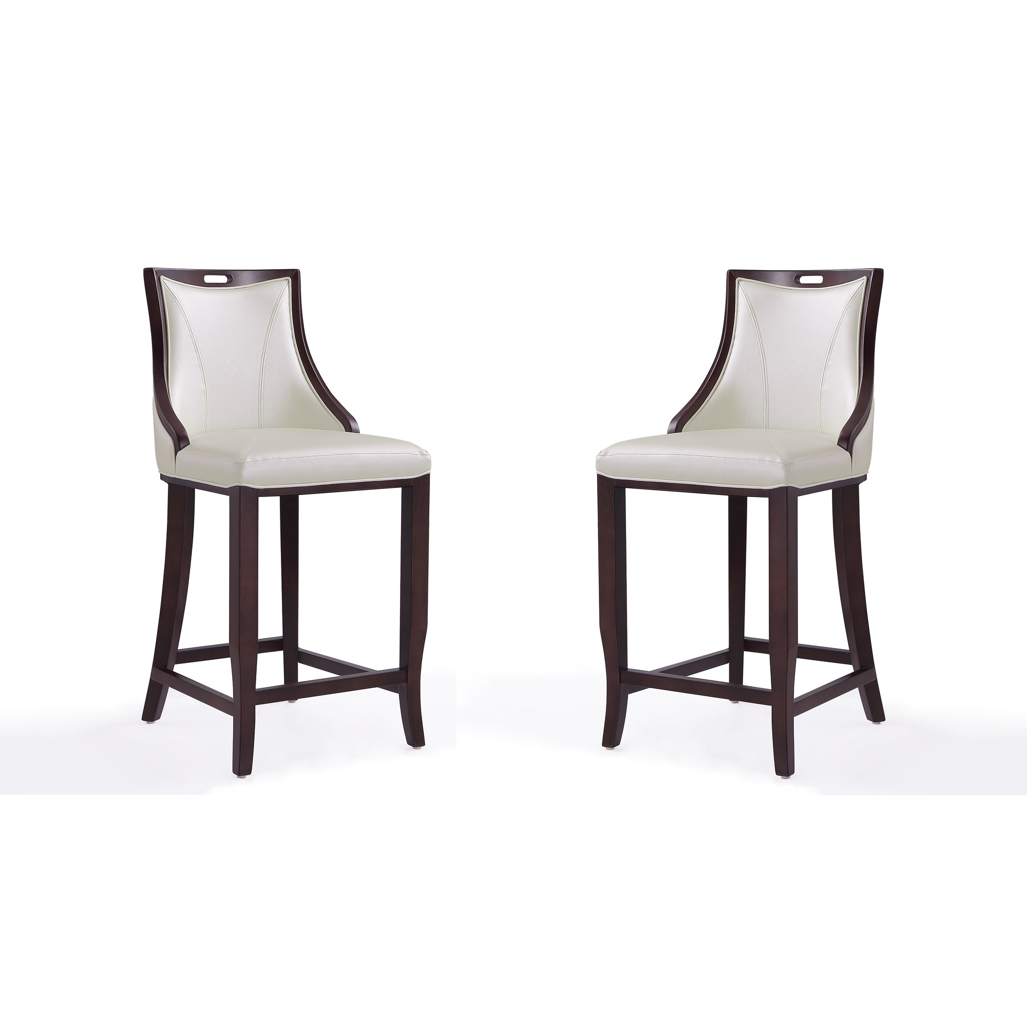 Manhattan Comfort, Emperor 41Inch Pearl Beech Wood Stool Set of 2 Primary Color White, Included (qty.) 2 Model 2-BS008