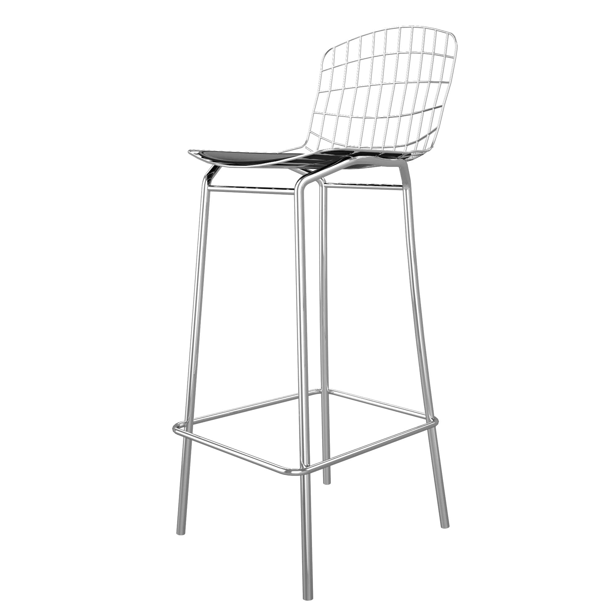 Manhattan Comfort, Madeline 41.73Inch Barstool in Silver and Black, Primary Color Black, Included (qty.) 1 Model 198AMC