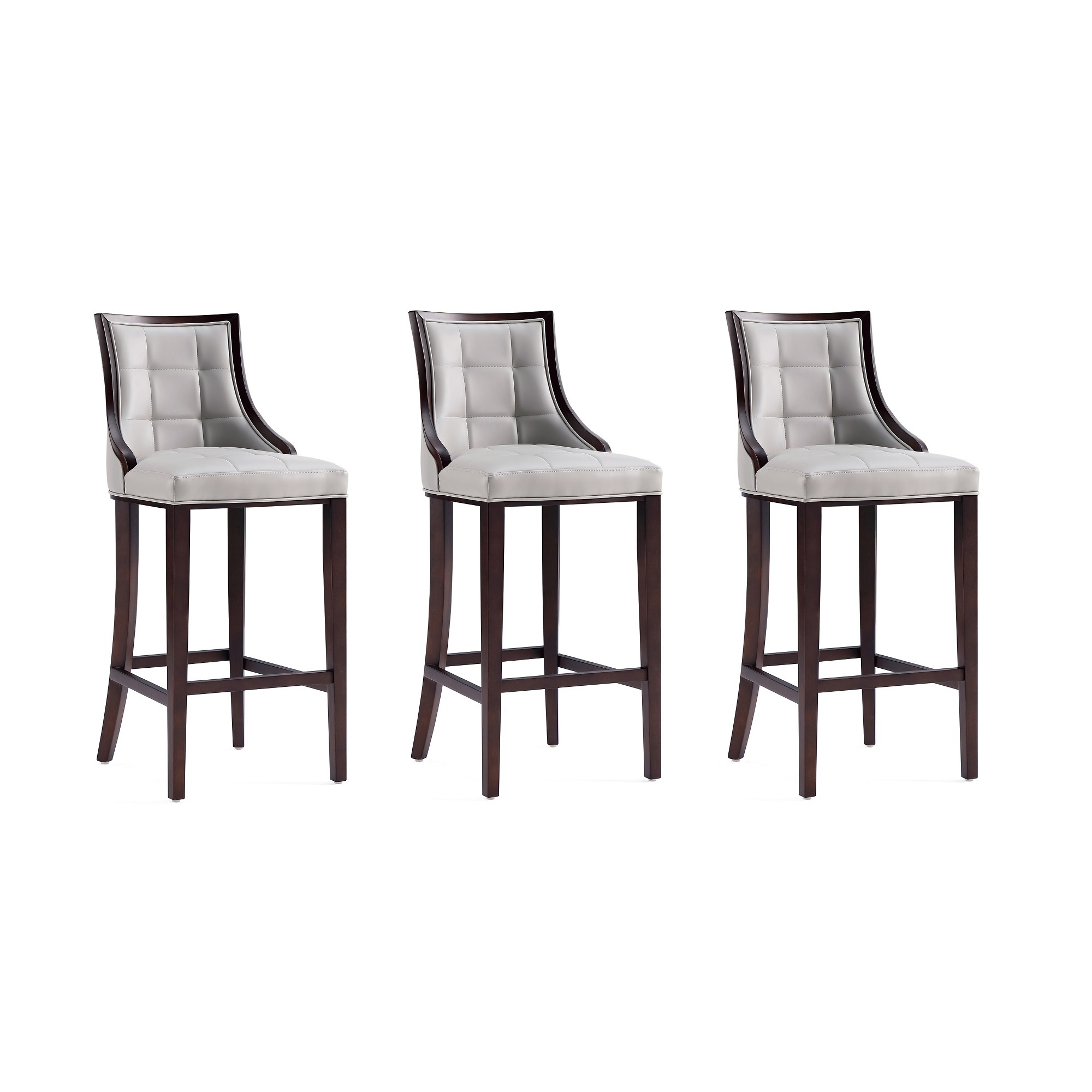 Manhattan Comfort, Fifth Ave Faux Leather Stool in Lt Grey Set of 3 Primary Color Gray, Included (qty.) 3 Model 3-BS007