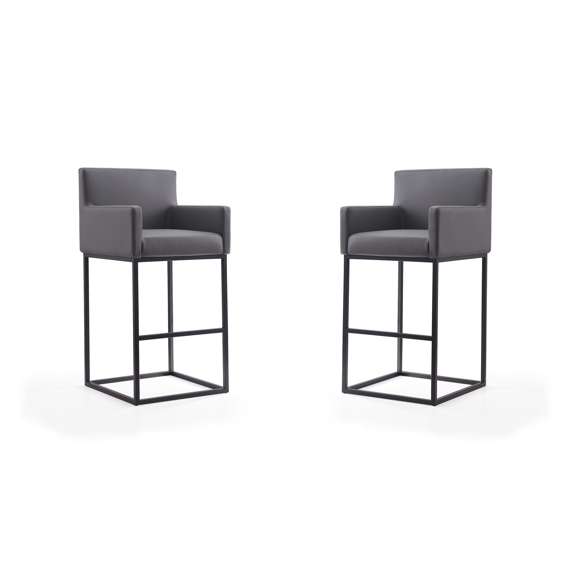 Manhattan Comfort, Ambassador 42Inch Grey Metal Stool Set of 2 Primary Color Gray, Included (qty.) 2 Model 2-BS017