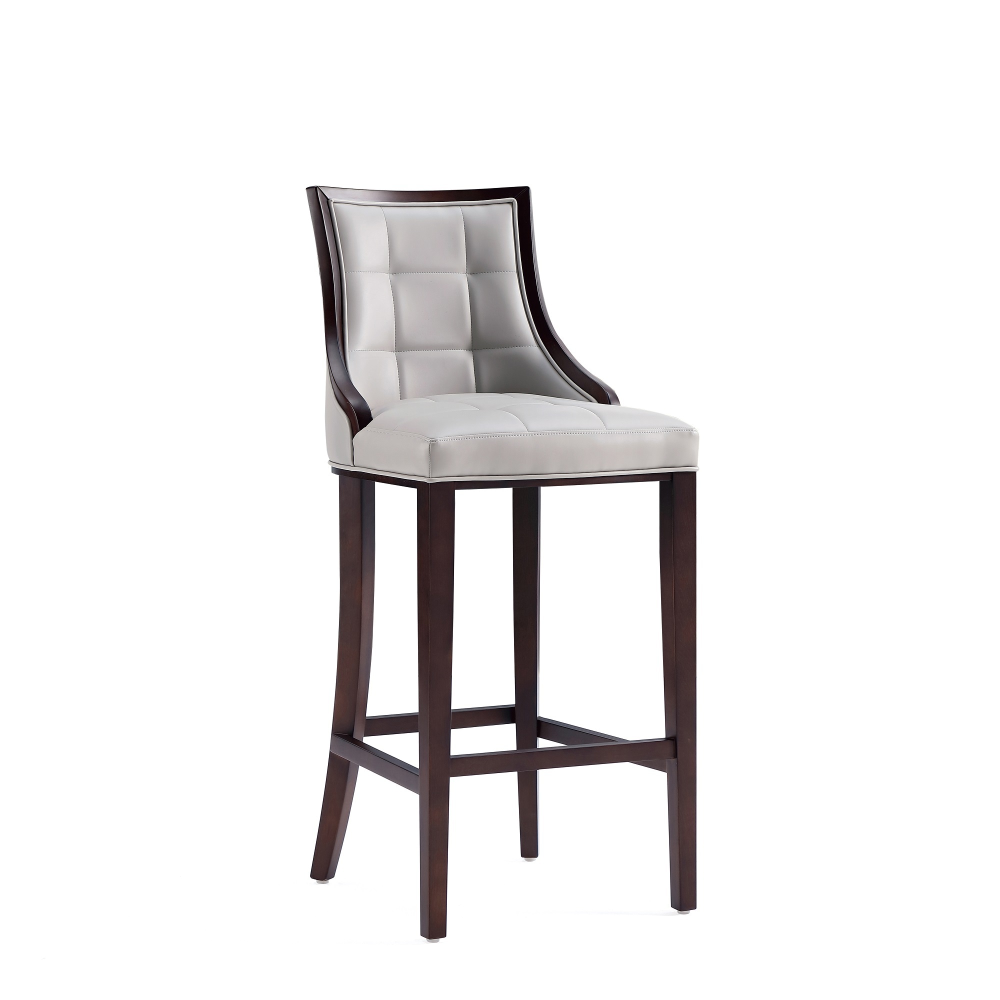 Manhattan Comfort, Fifth Avenue Faux Leather Barstool in Light Grey, Primary Color Gray, Included (qty.) 1 Model BS007