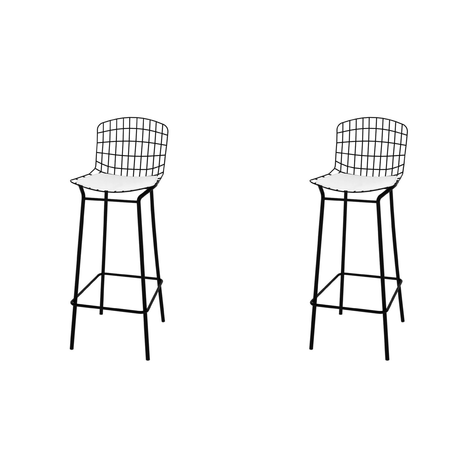 Manhattan Comfort, Madeline 41.73Inch Stool Set of 2 Cushion Black White, Primary Color Black, Included (qty.) 2 Model 2-198AMC