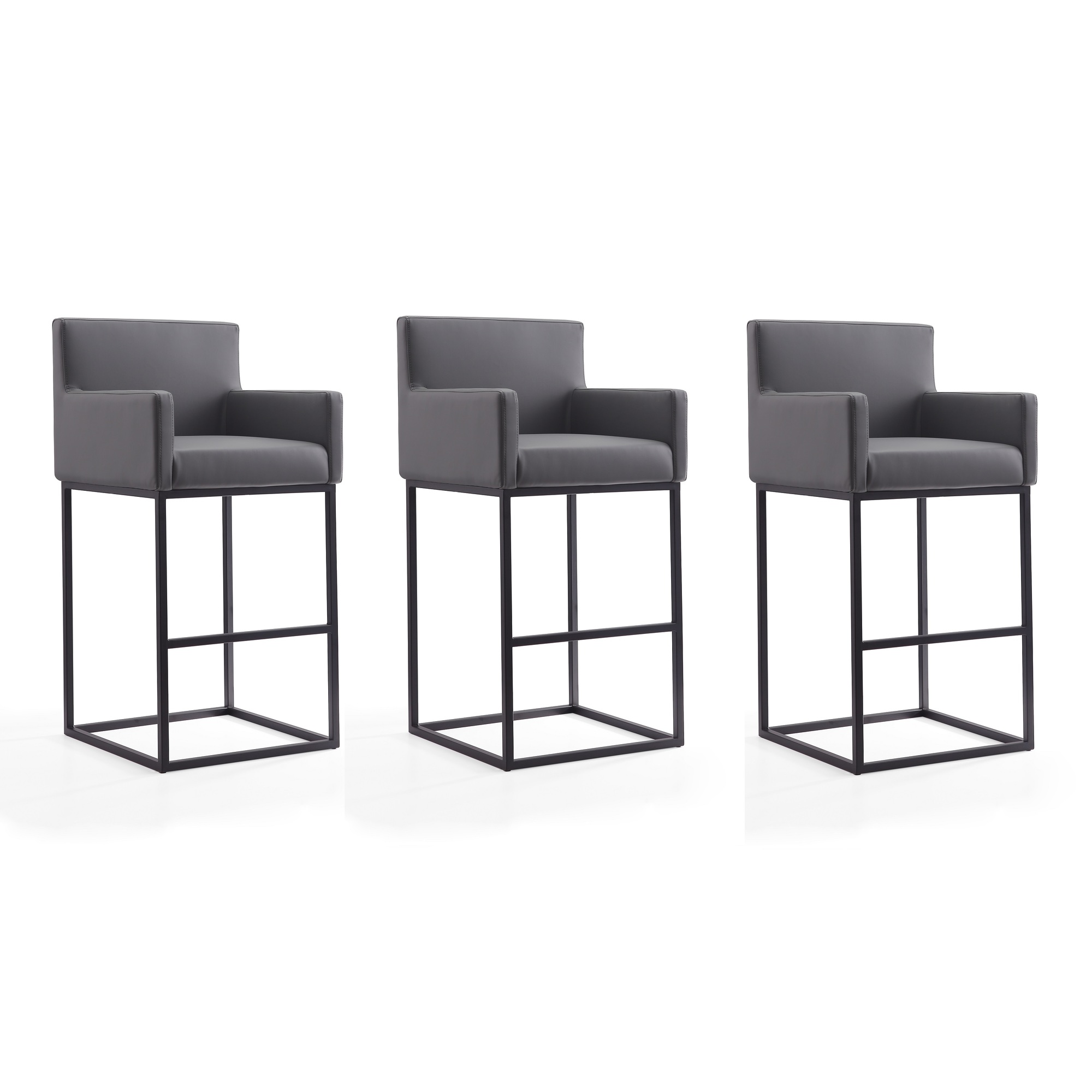 Manhattan Comfort, Ambassador 42Inch Grey Metal Stool Set of 3 Primary Color Gray, Included (qty.) 3 Model 3-BS017