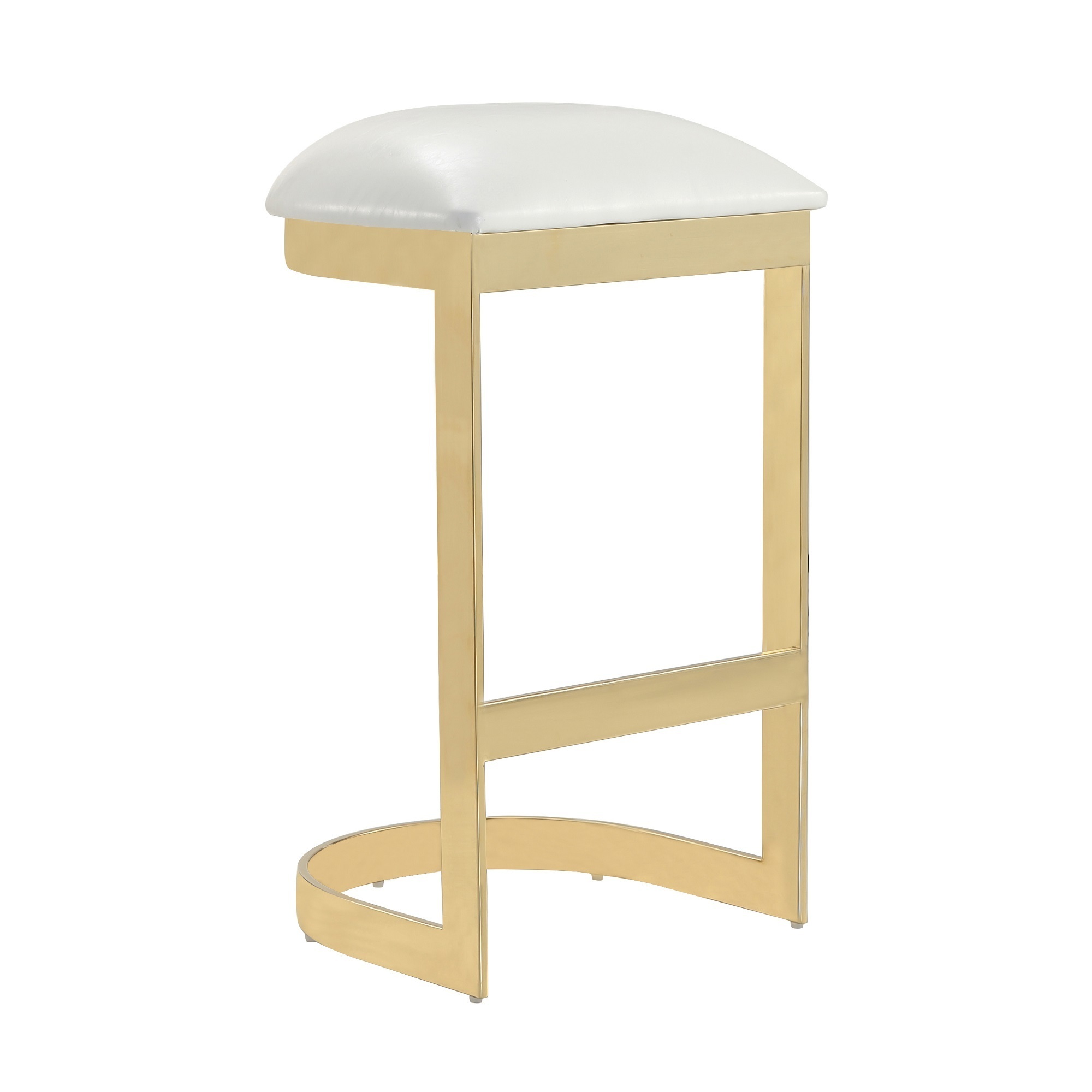 Manhattan Comfort, Aura 28.54Inch White Stainless Steel Stool, Primary Color White, Included (qty.) 1 Model BS006