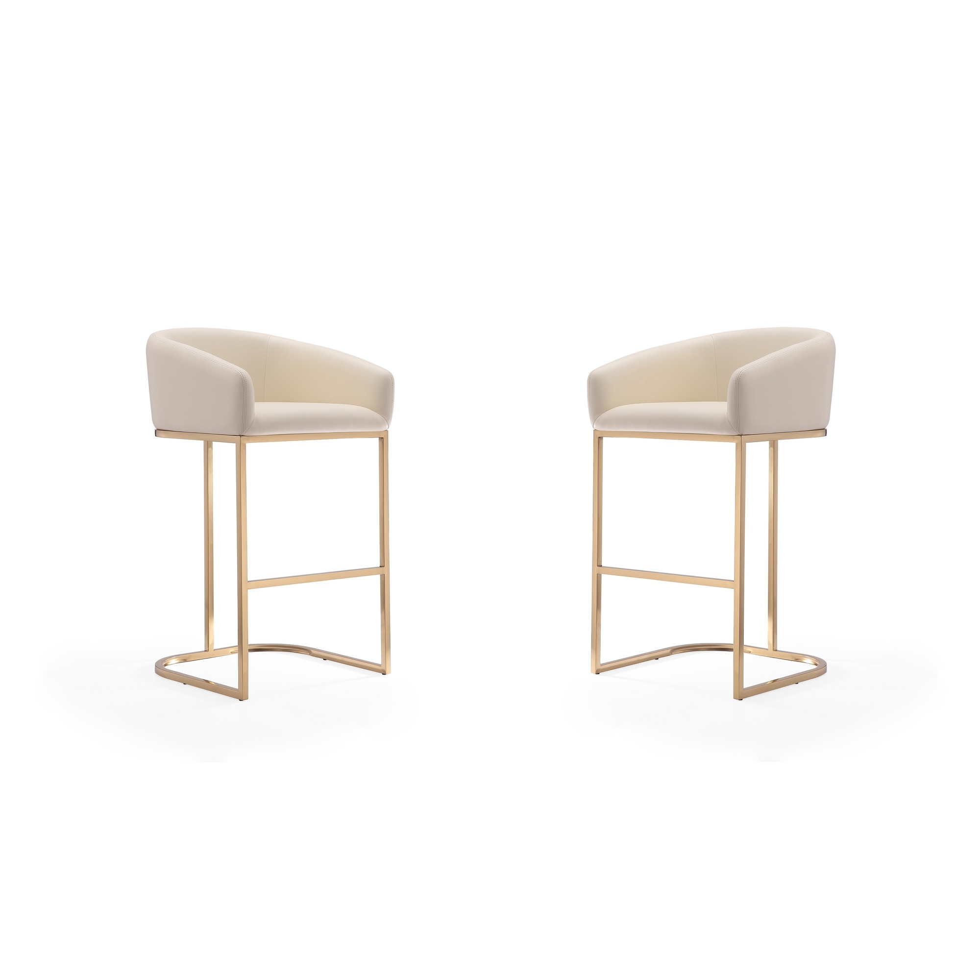 Manhattan Comfort, Louvre 40Inch Cream Gold Steel Stool Set of 2 Primary Color Cream, Included (qty.) 2 Model 2-BS016