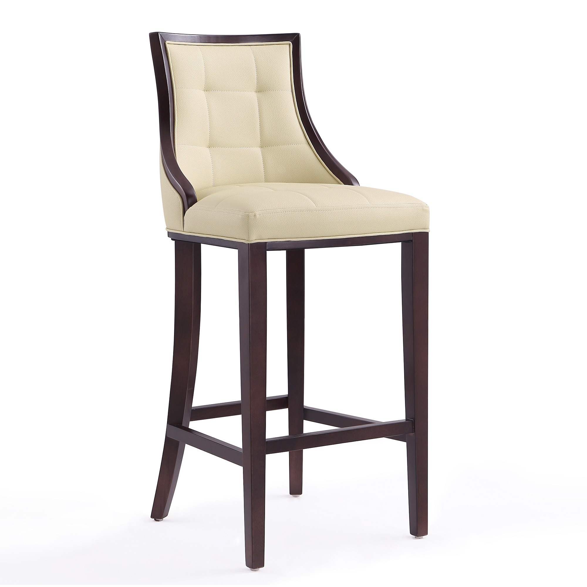 Manhattan Comfort, Fifth Ave 45Inch Cream and Walnut Beech Wood Stool, Primary Color Cream, Included (qty.) 1 Model BS007