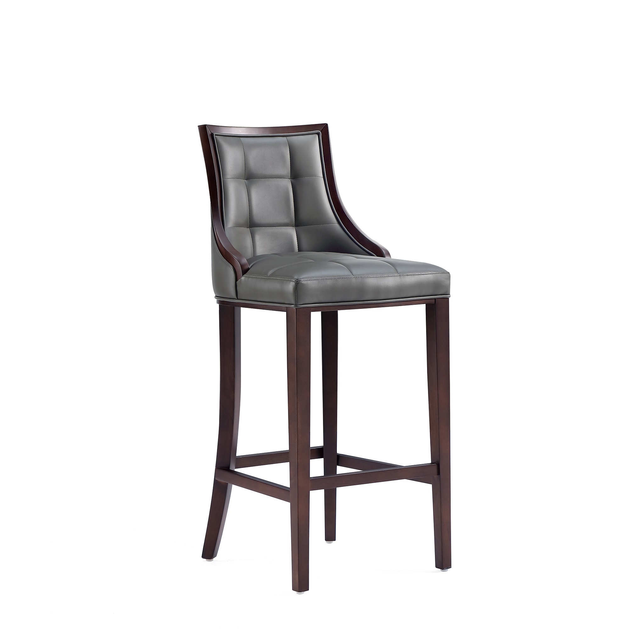 Manhattan Comfort, Fifth Avenue Faux Leather Barstool in Pebble Grey, Primary Color Gray, Included (qty.) 1 Model BS007