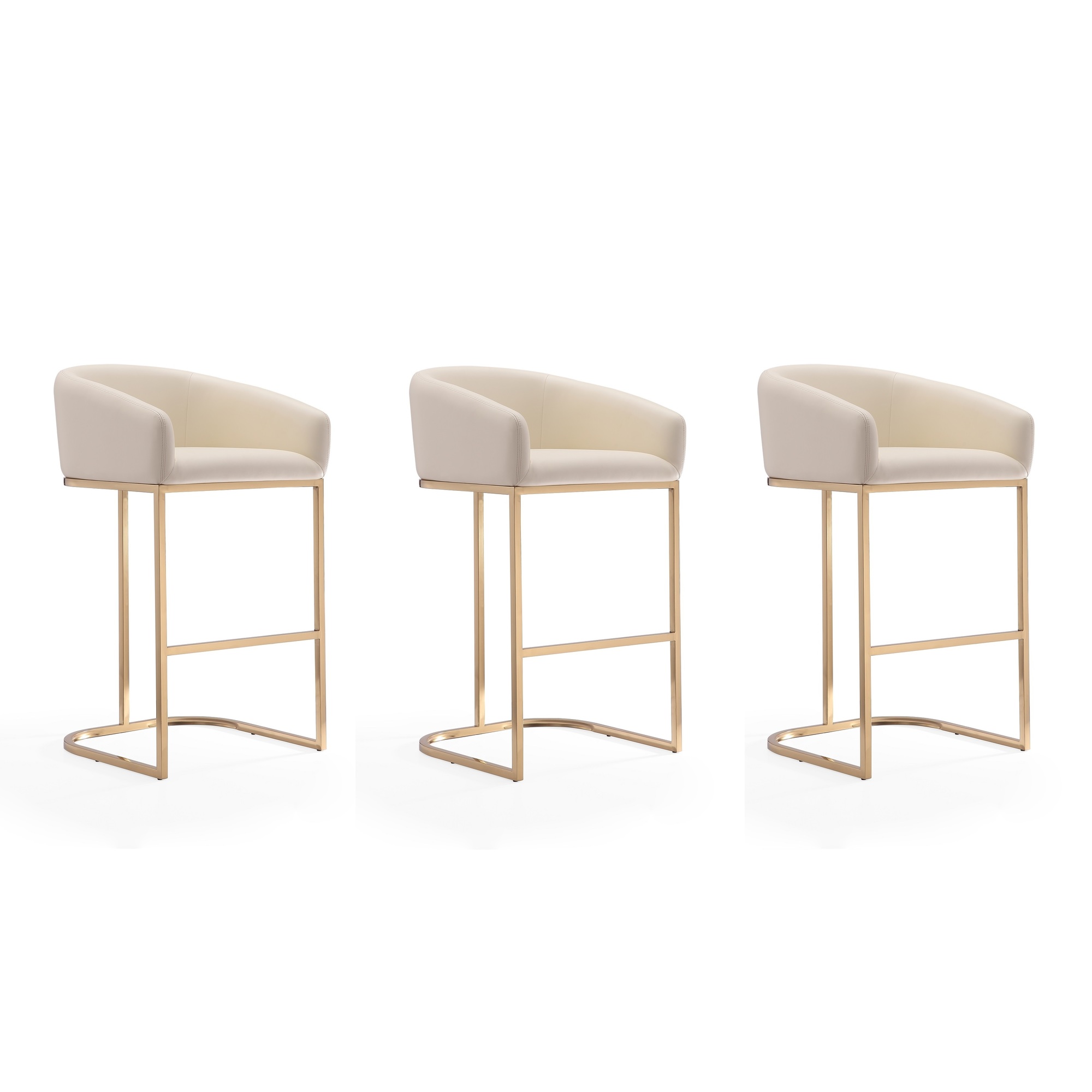 Manhattan Comfort, Louvre 40Inch Cream Gold Steel Stool Set of 3 Primary Color Cream, Included (qty.) 3 Model 3-BS016