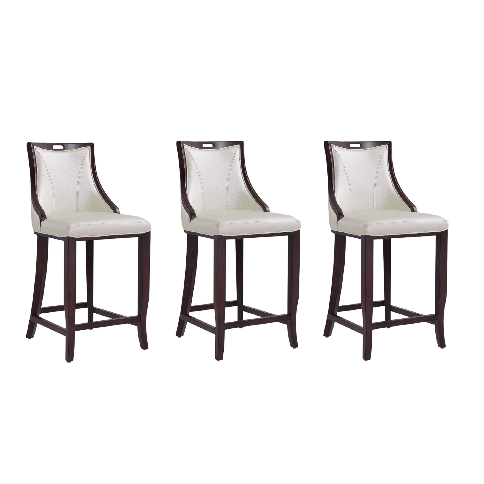 Manhattan Comfort, Emperor 41Inch Pearl Beech Wood Stool Set of 3 Primary Color White, Included (qty.) 3 Model 3-BS008