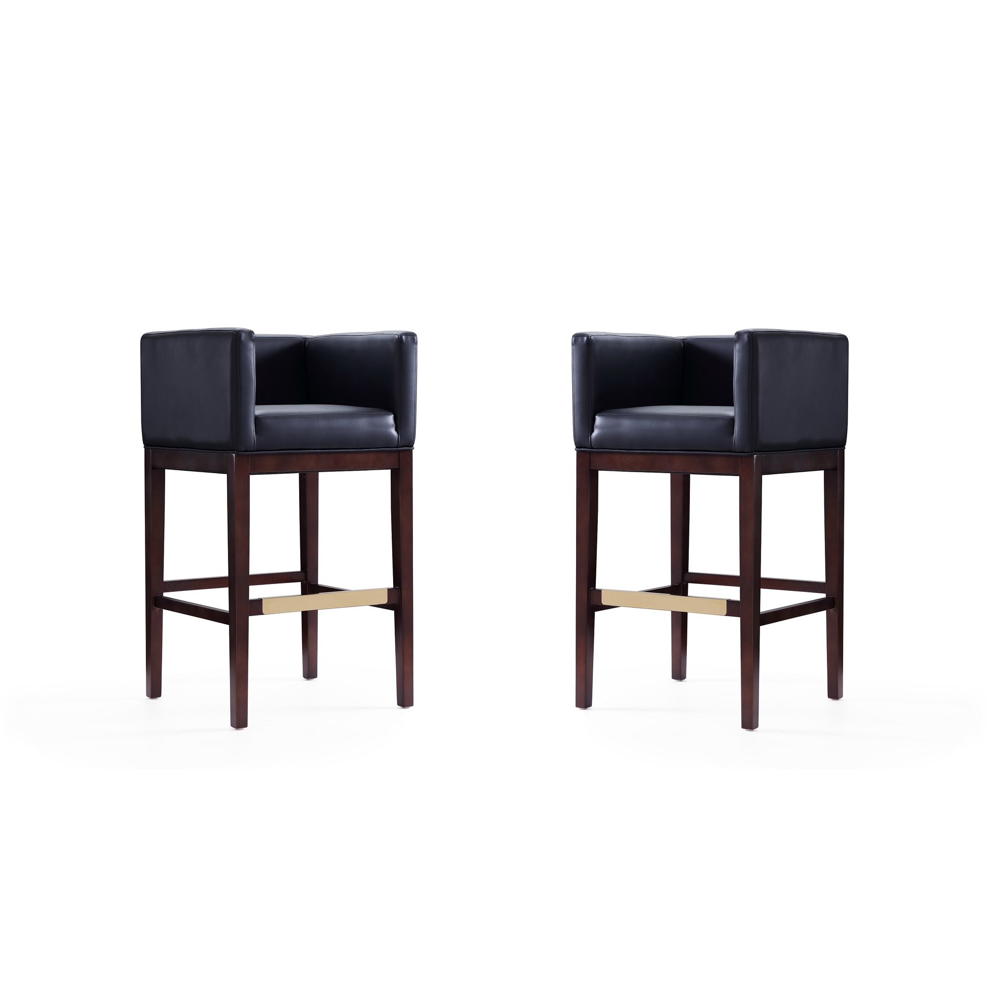 Manhattan Comfort, Kingsley 38Inch Black Beech Wood Stool Set of 2 Primary Color Black, Included (qty.) 2 Model 2-BS012