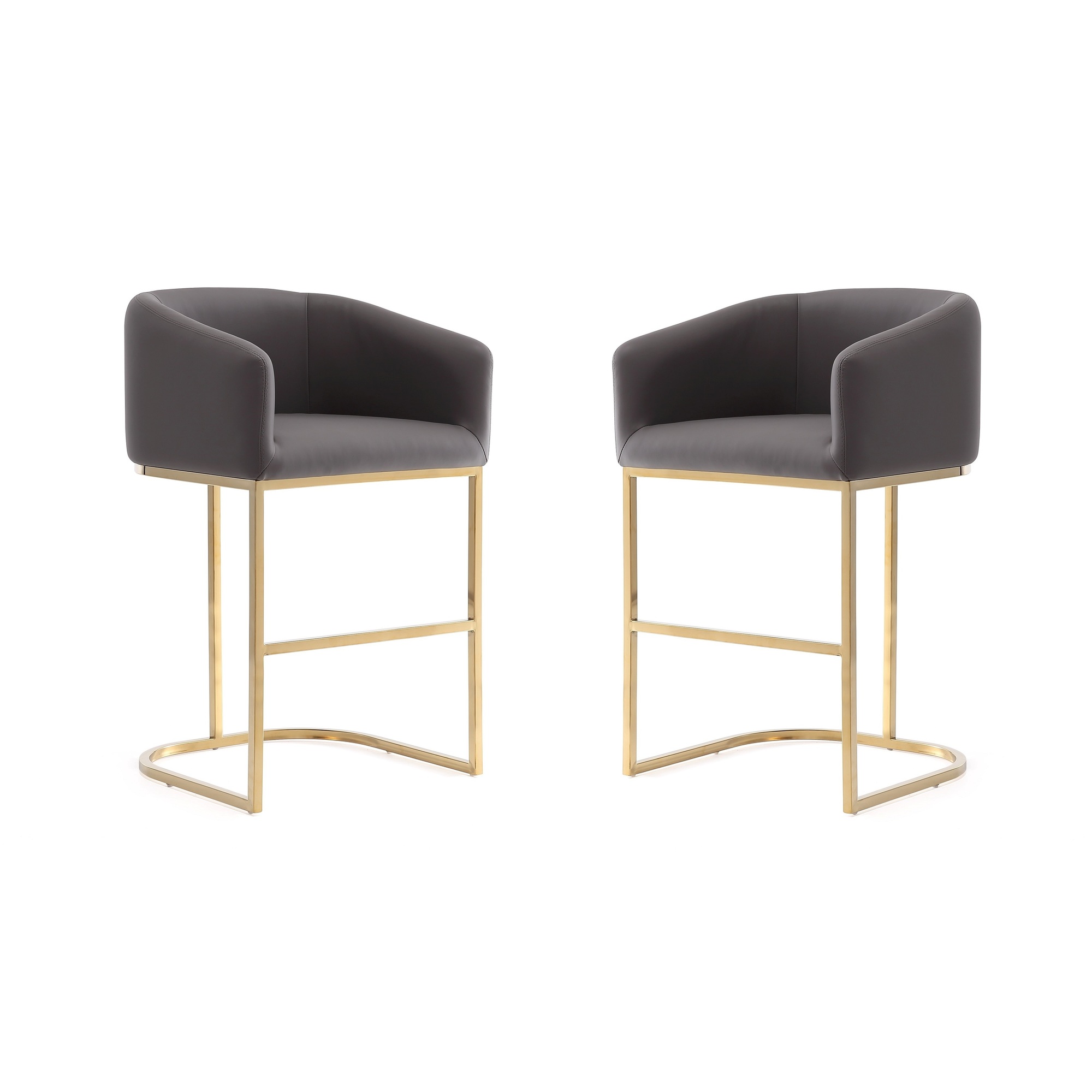 Manhattan Comfort, Louvre 36Inch Grey Gold Steel Stool Set of 2 Primary Color Gray, Included (qty.) 2 Model 2-CS009