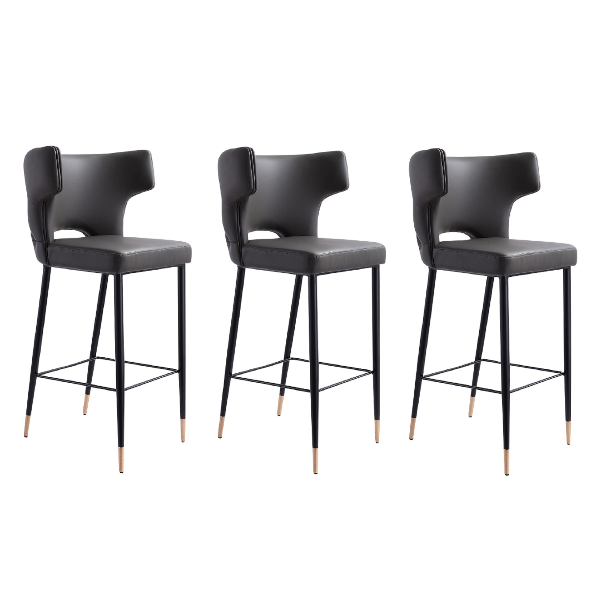 Manhattan Comfort, Holguin 41.34Inch Grey Black Wood Stool Set of 3 Primary Color Gray, Included (qty.) 3 Model 3-BS011